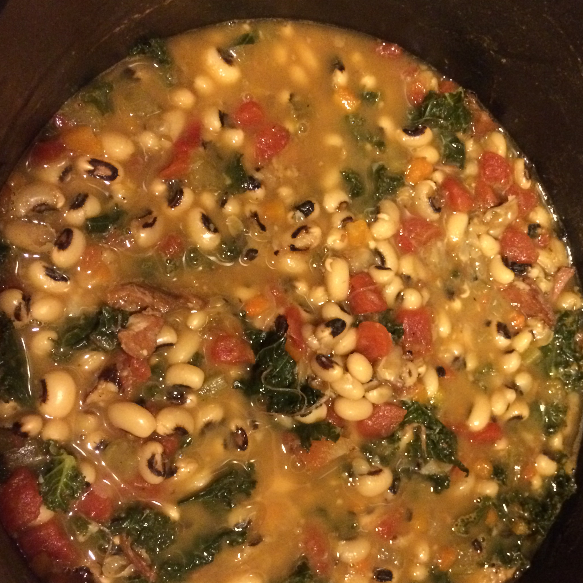 Black-Eyed Peas with Pork and Greens 