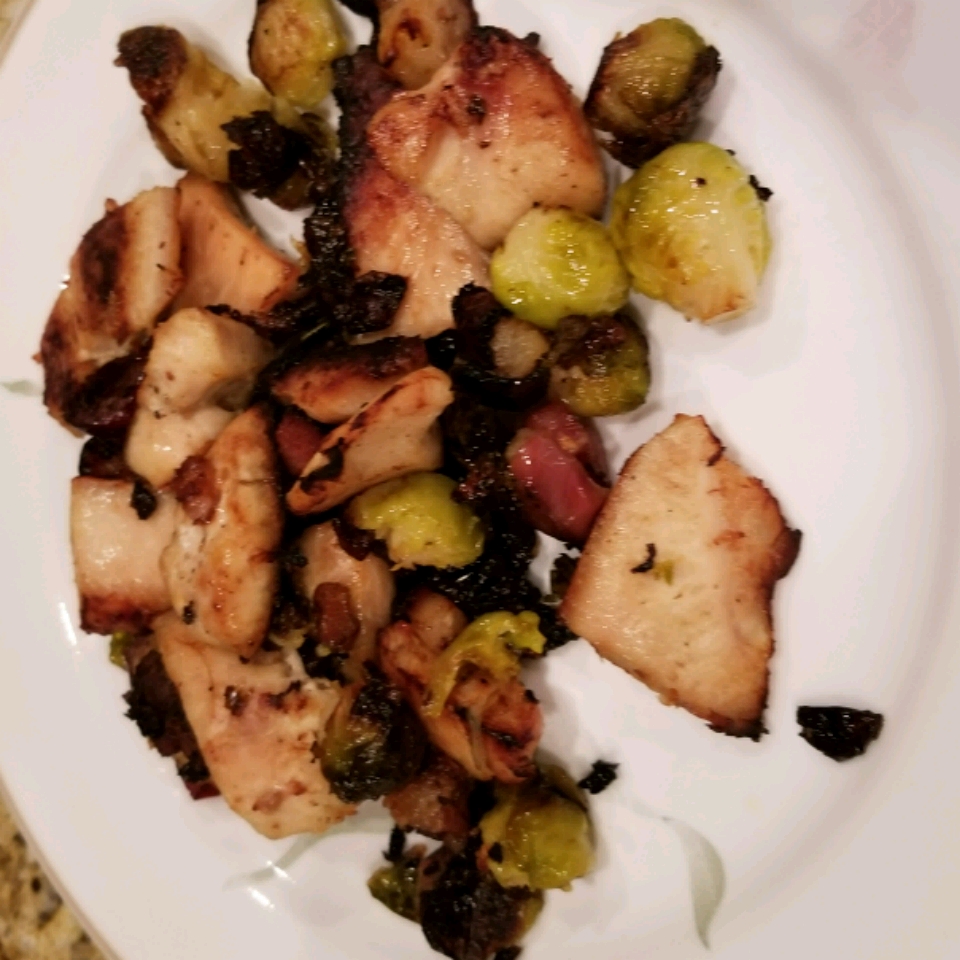 Chicken, Apple, and Brussels Sprout Sheet Pan Dinner 