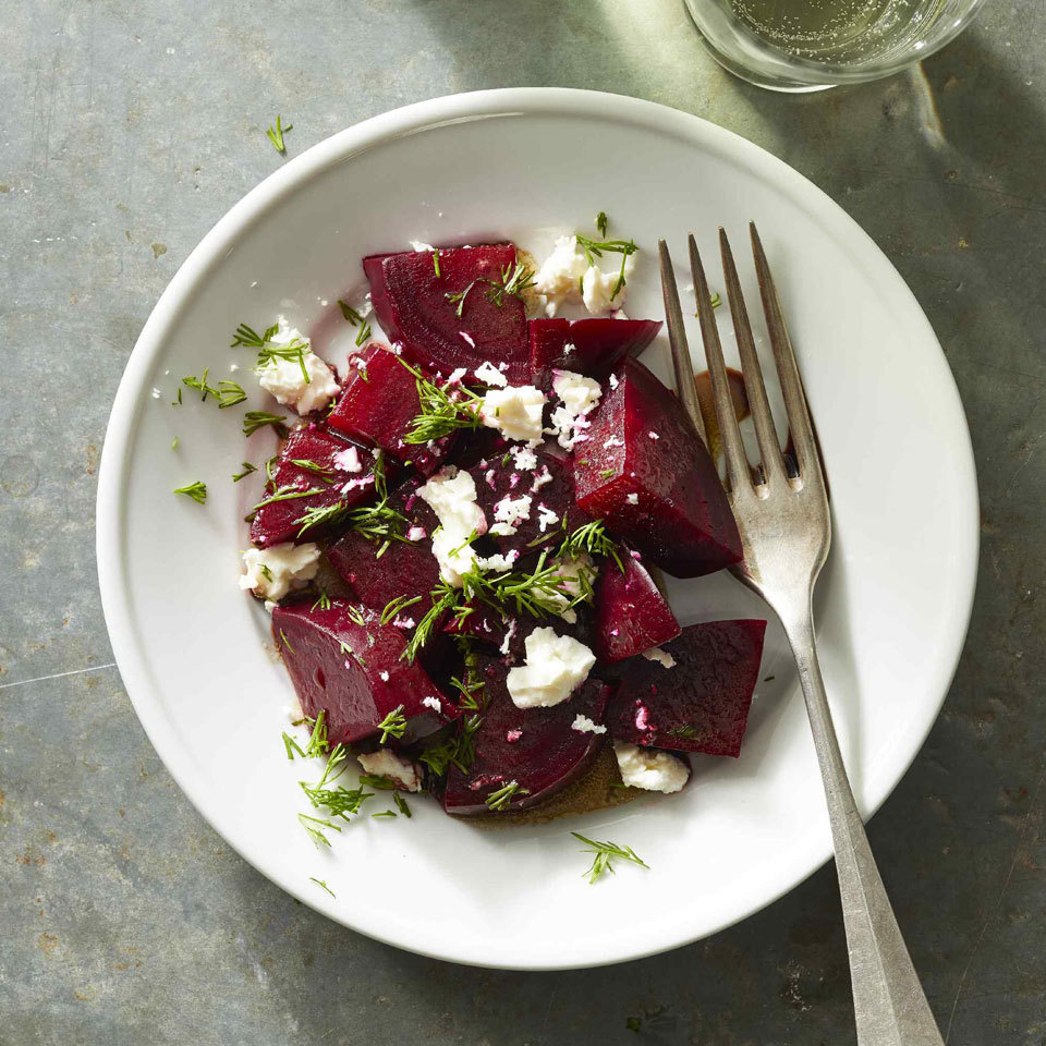 <p>The sweet, earthy flavor of beets shines alongside tangy feta and fresh dill in this easy Greek-inspired beet salad. If you don't have time to roast beets, look for precooked beets in the fresh produce section.</p>
                          