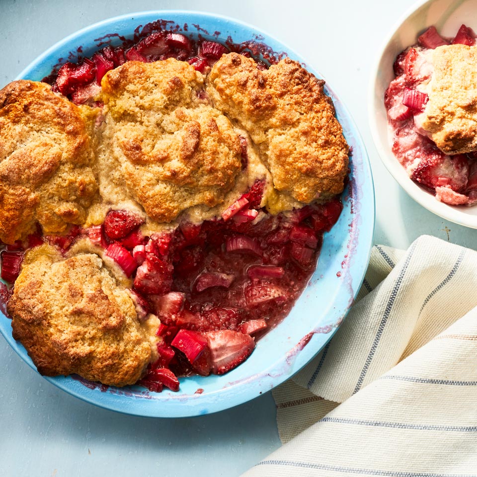 <p>Strawberries and rhubarb are one of the great flavor combinations of springtime. Here the duo stars in a traditional strawberry-rhubarb cobbler, redolent with the aromas of cinnamon, ginger and nutmeg. If you must, you can top it with a scoop of vanilla ice cream or a dollop of whipped cream but quite honestly, it doesn't need it.</p>
                          