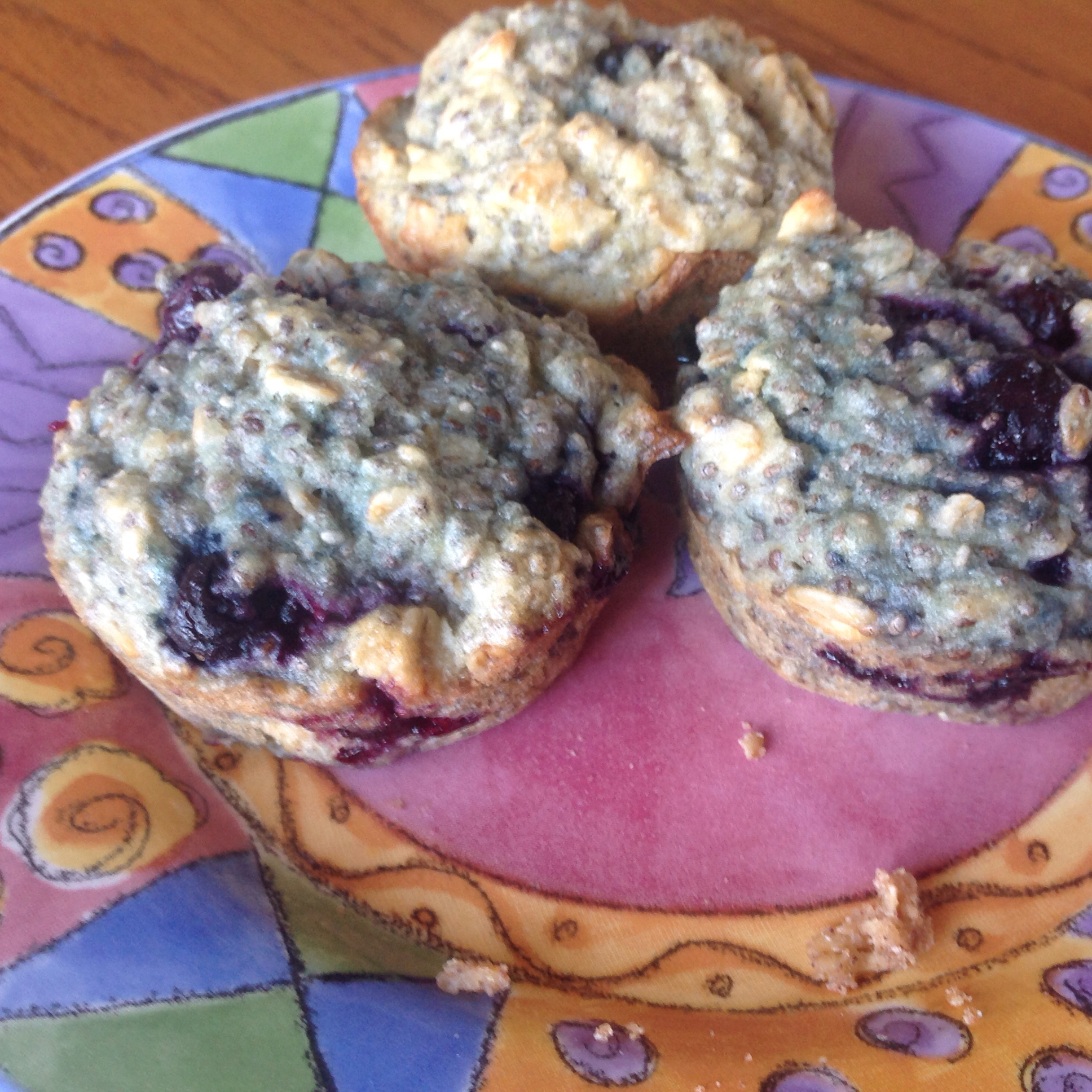 Blueberry Oatmeal Chia Seed Muffins 