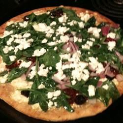 Greek Pizza with Spinach, Feta and Olives 