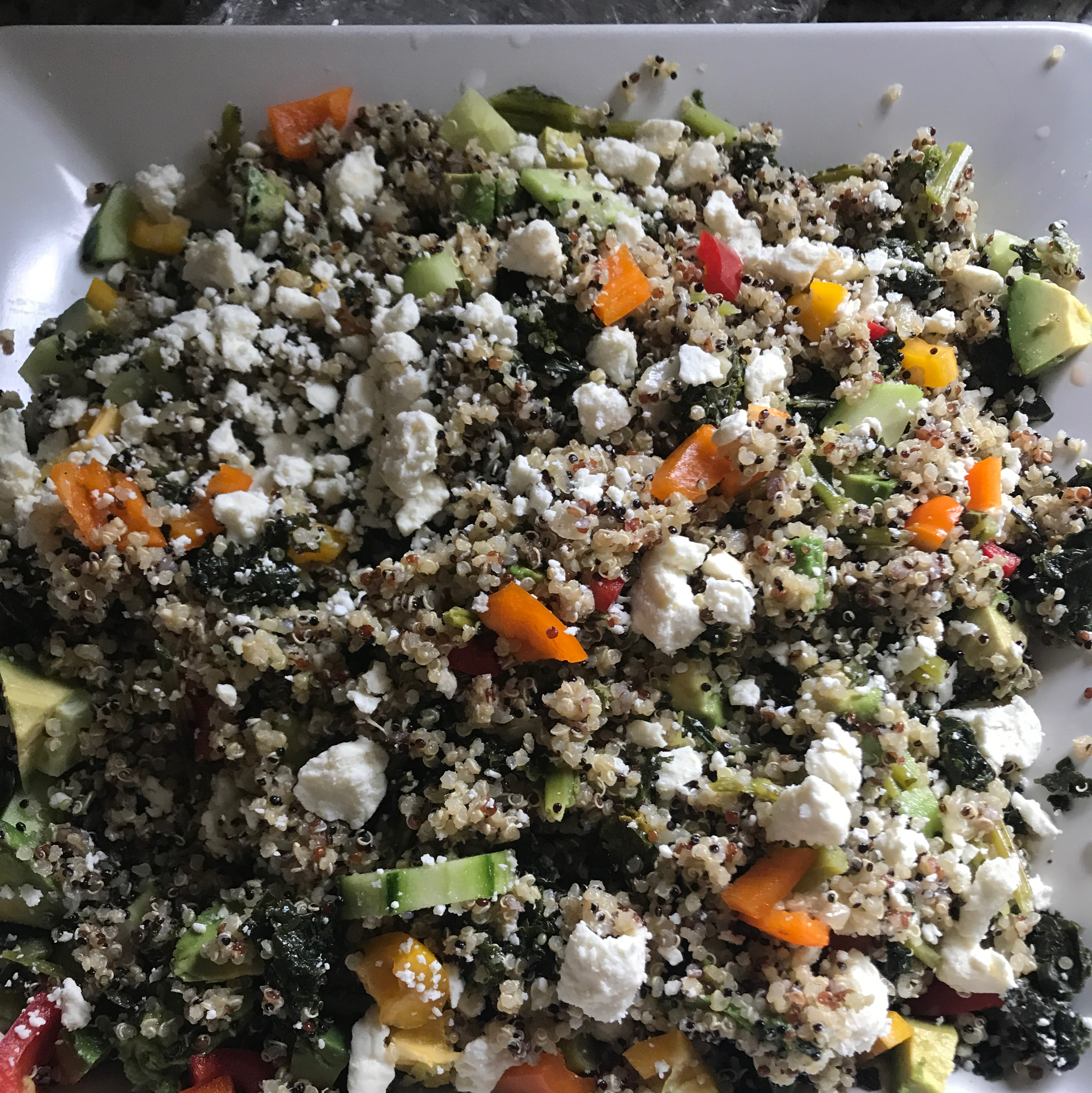 Kale, Quinoa, and Avocado Salad with Lemon Dijon Vinaigrette 