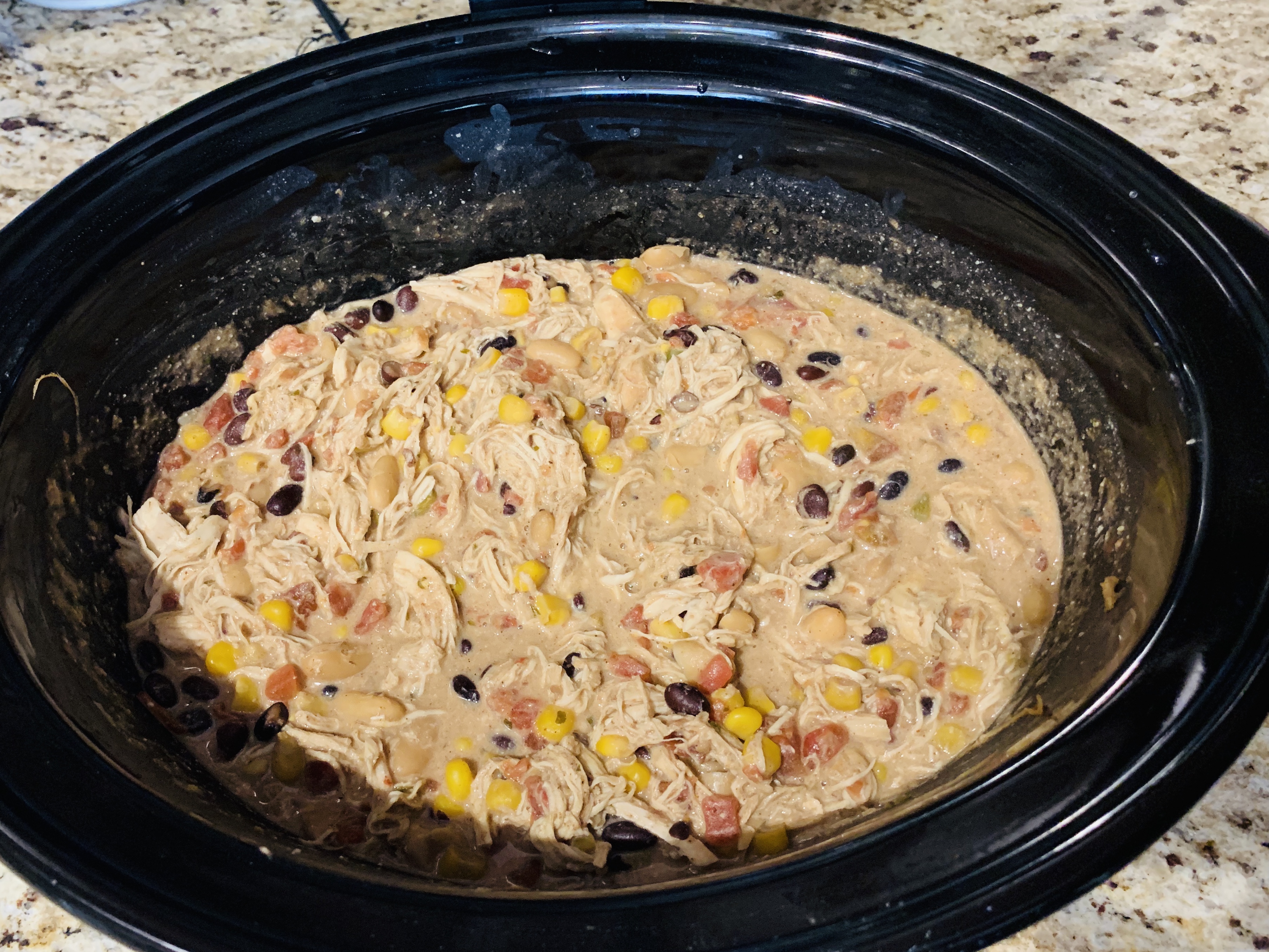 Easy Slow Cooker Creamy Chicken Chili 