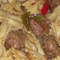 Bow Tie Pasta with Sausage and Sweet Peppers 