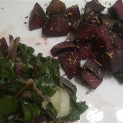 Roasted Beets and Sauteed Beet Greens 