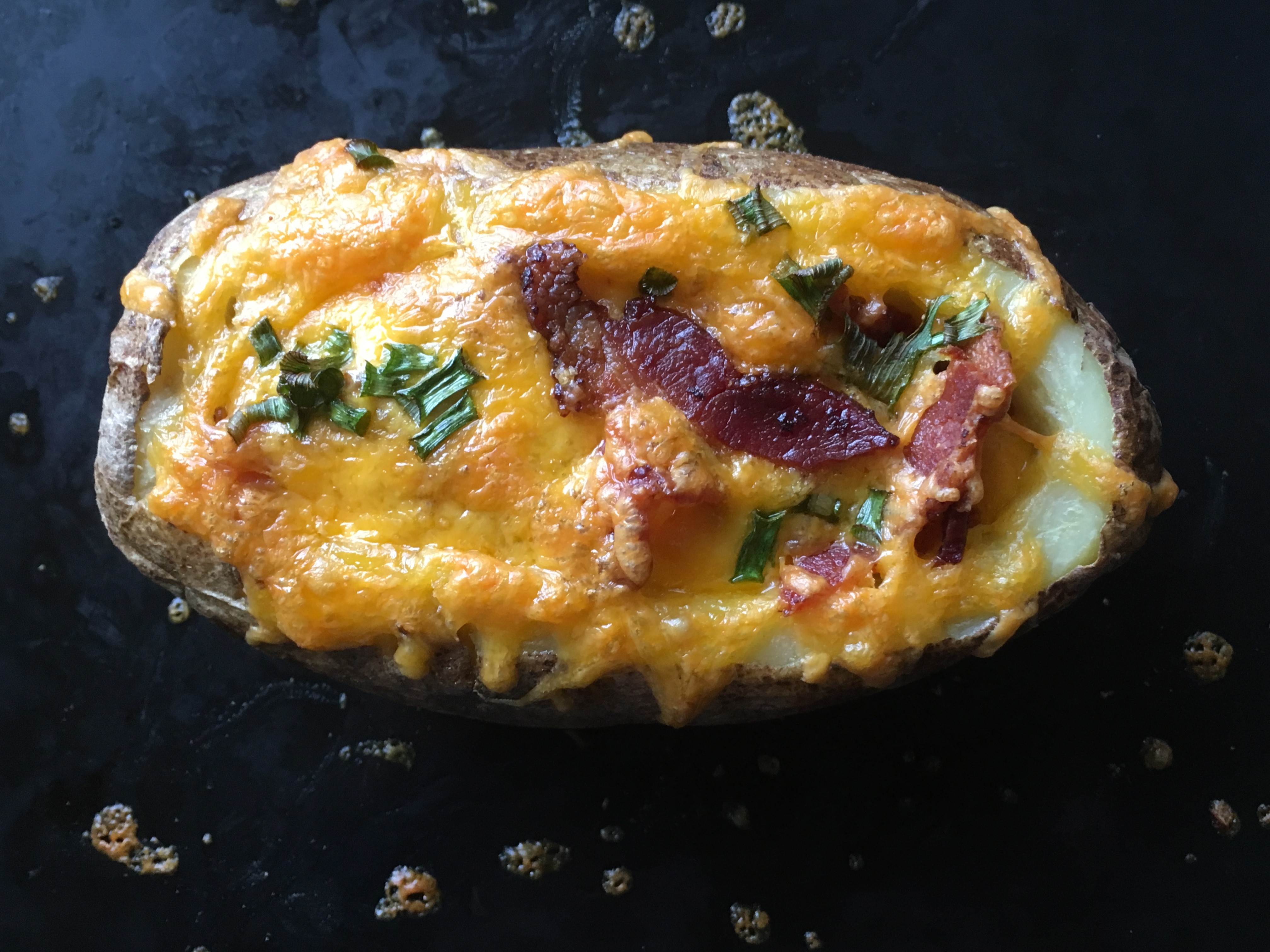 Stuff a  russet potato with egg, bacon, Cheddar cheese, and chives and bake in the oven. "The perfect Idaho sunrise breakfast!" says dobermanmom.
                          