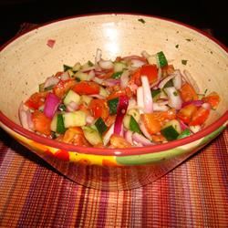 Tomato, Cucumber and Red Onion Salad with Mint 