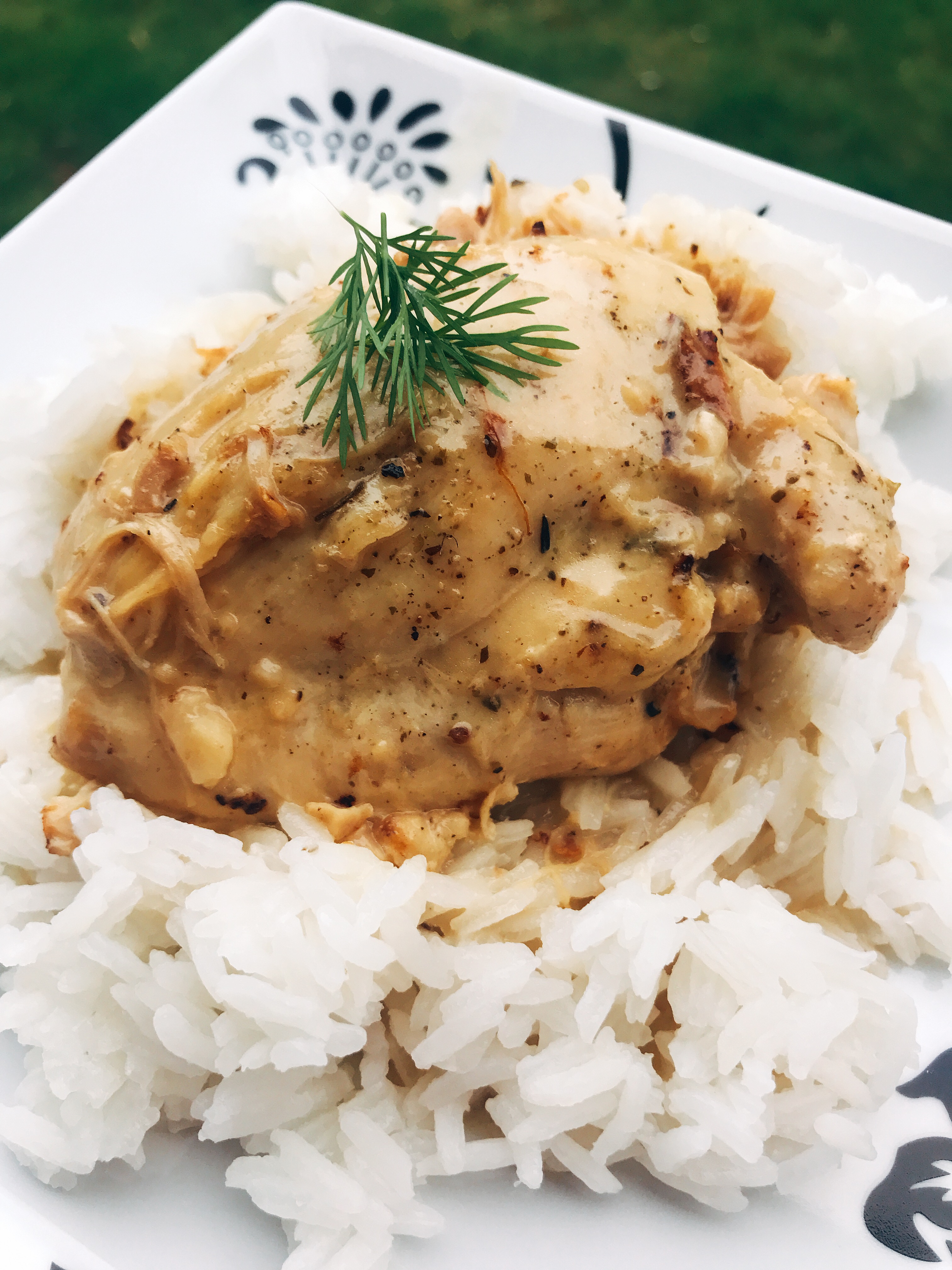 Instant Pot&reg; Lemon-Garlic Chicken Thighs with Rice