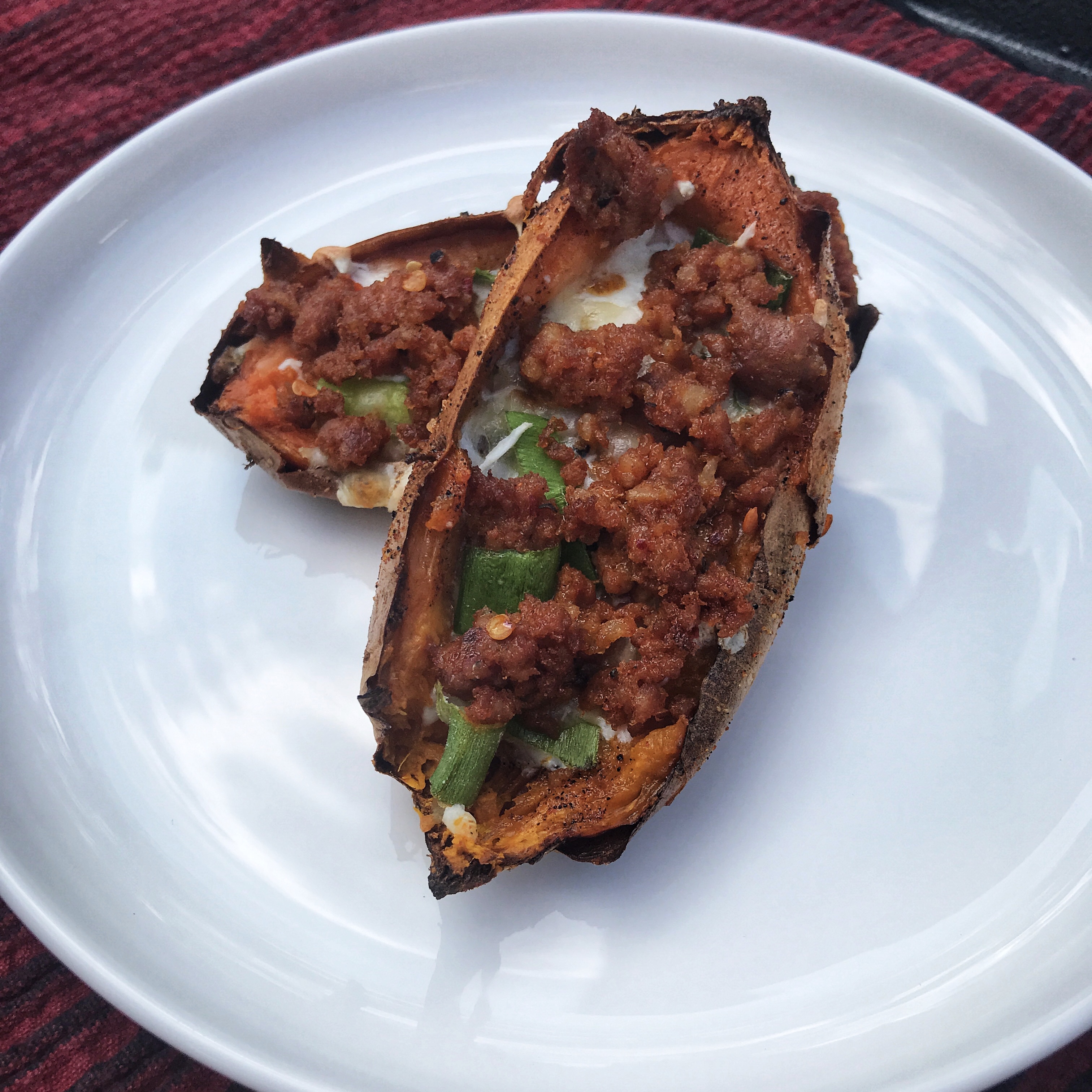 <p>Sweet potato skins are loaded with a spicy chorizo and cheese filling, baked crispy, and served with green salsa. You'll love the "sweet-heat combination." Beanie VanBuskirk says, "It's definitely a nice change from regular potato skins." </p>
                          