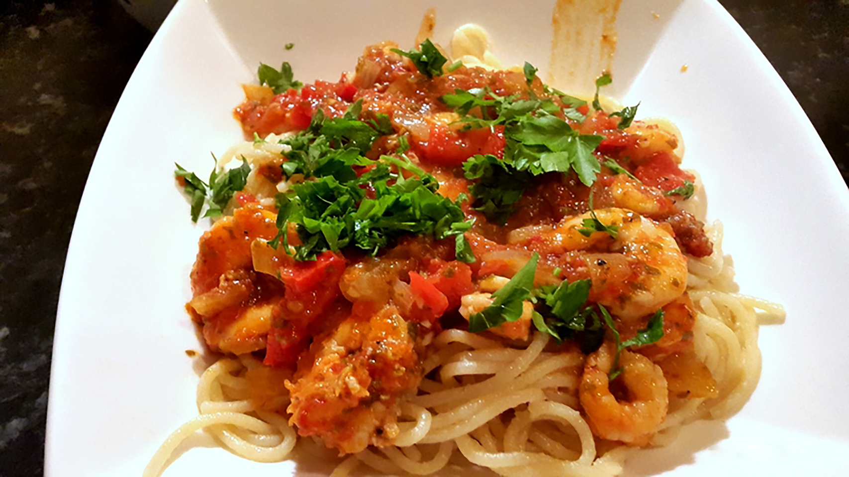 Shrimp Spaghetti with Tomato Sauce 