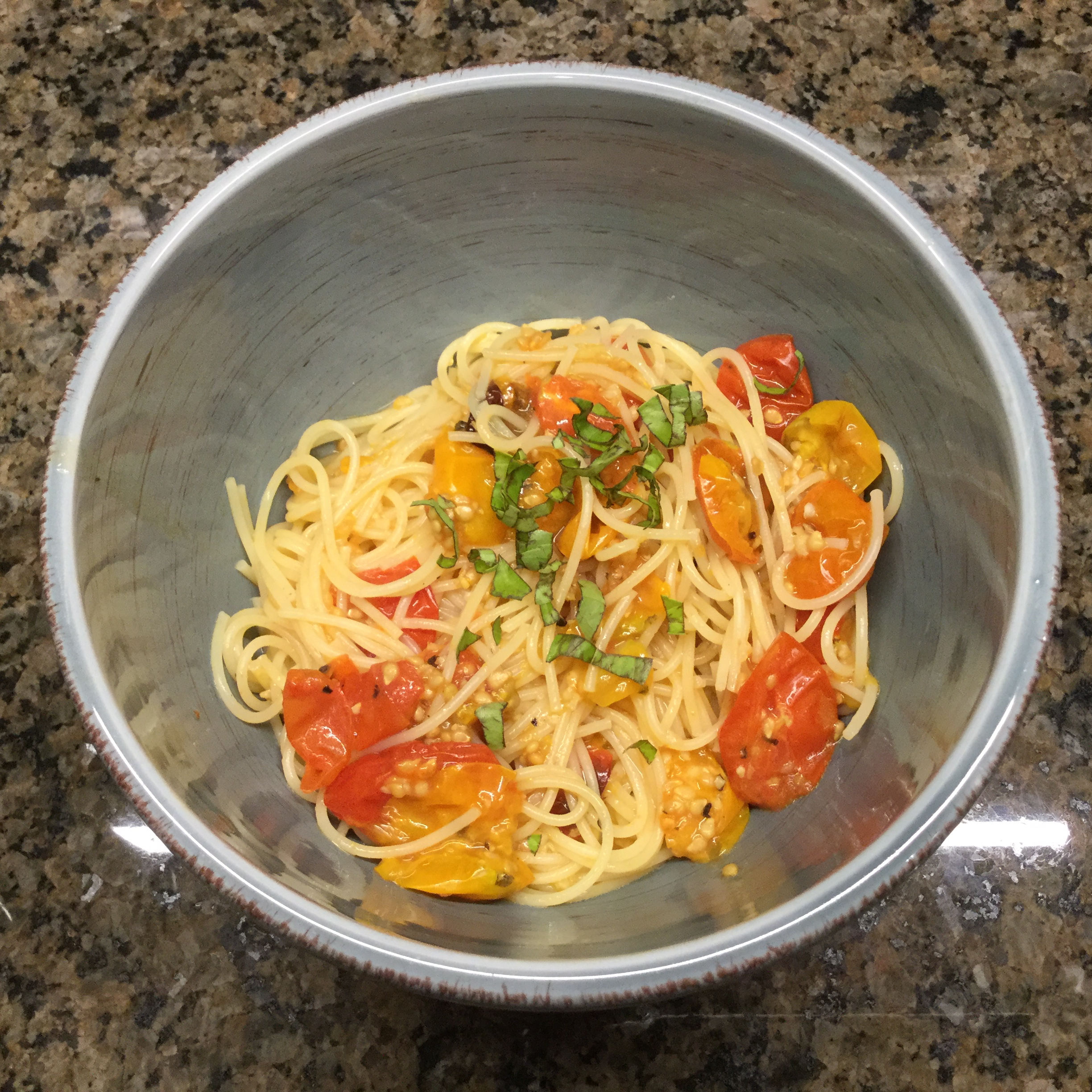 Roasted Cherry Tomatoes with Angel Hair 