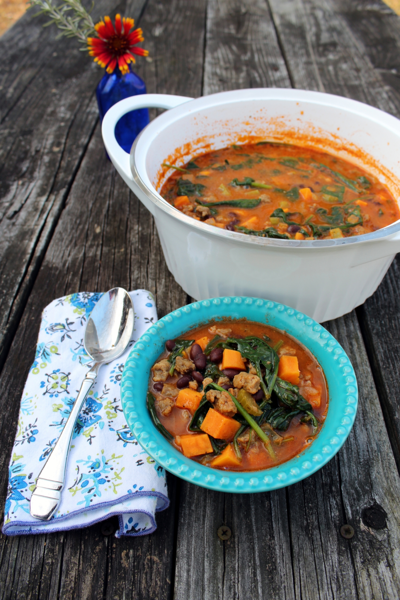 <p>"A simple plant-based soup containing sweet potatoes, black beans, and Beyond Meat "beef" crumbles," says Chef Mo. "Ready in under 45 minutes to warm you up with great health benefits!"</p>
                          