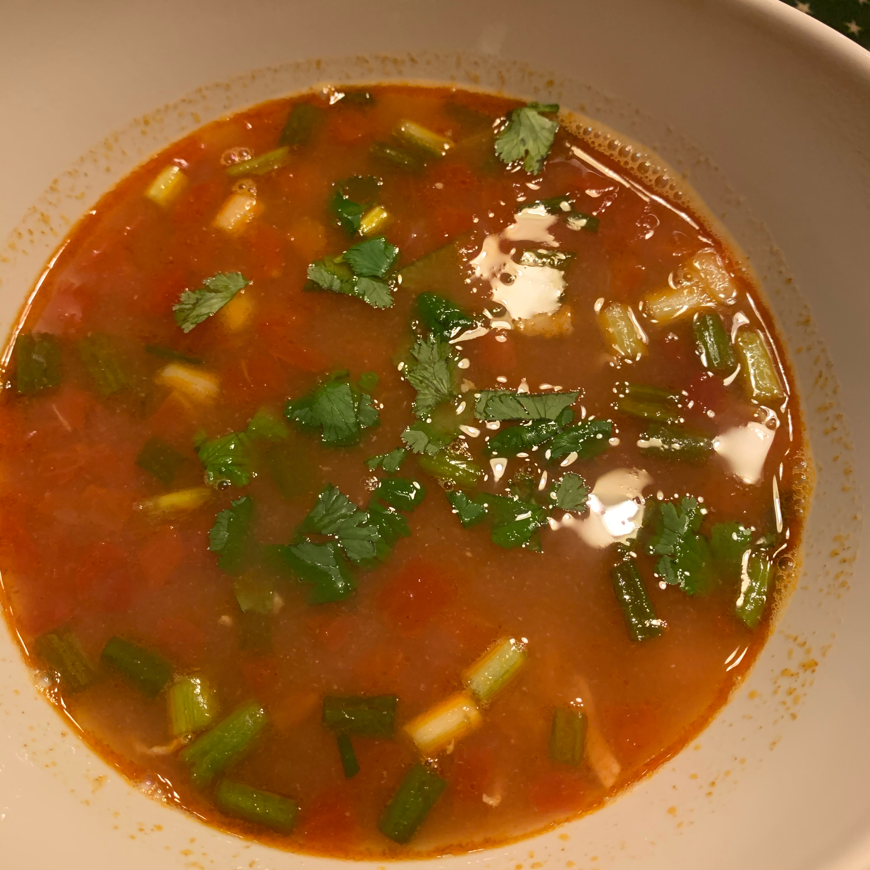 Chicken and Hominy Soup with Lime and Cilantro 