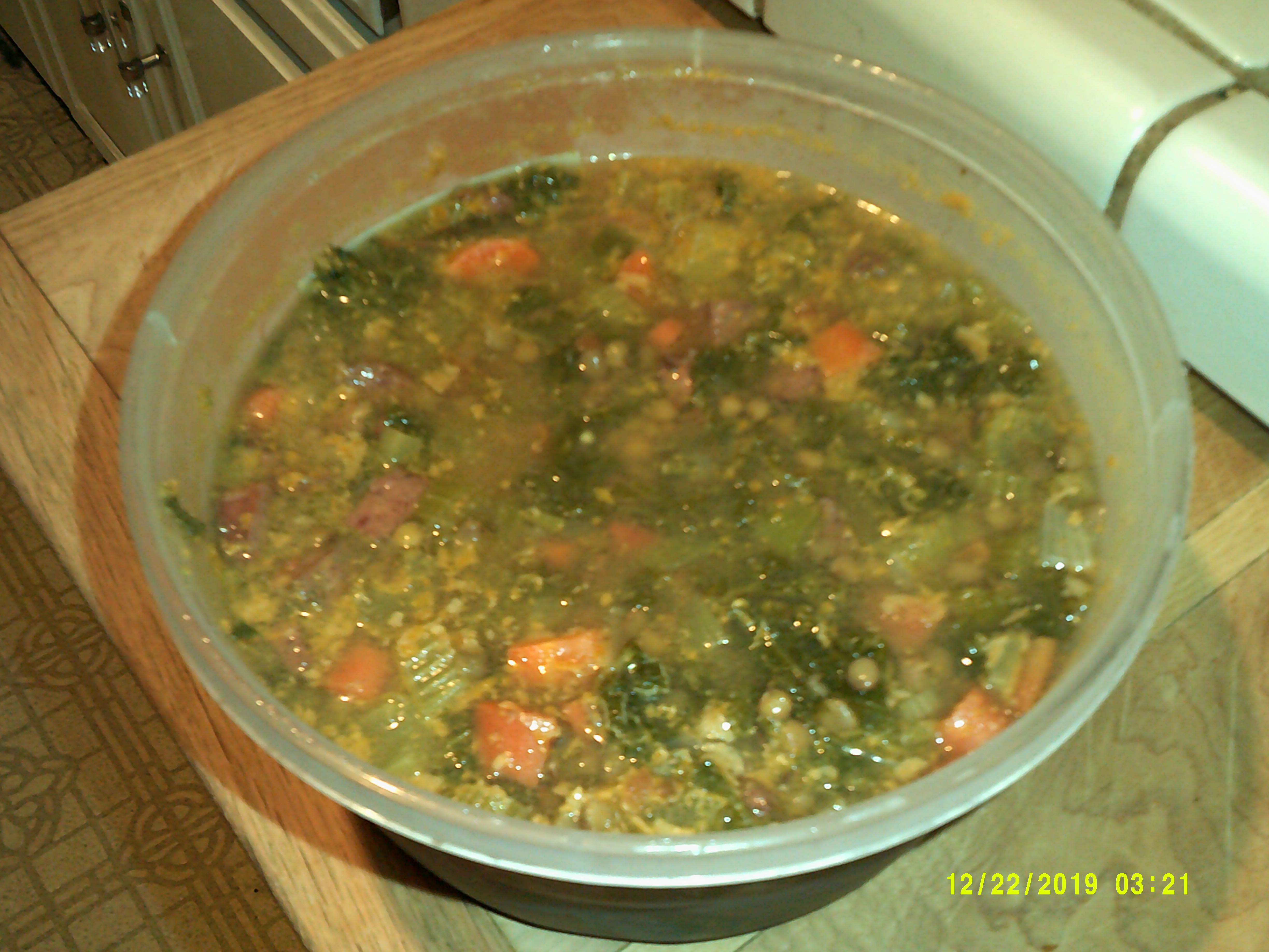 Black Lentil Stew with Sausage and Kale 