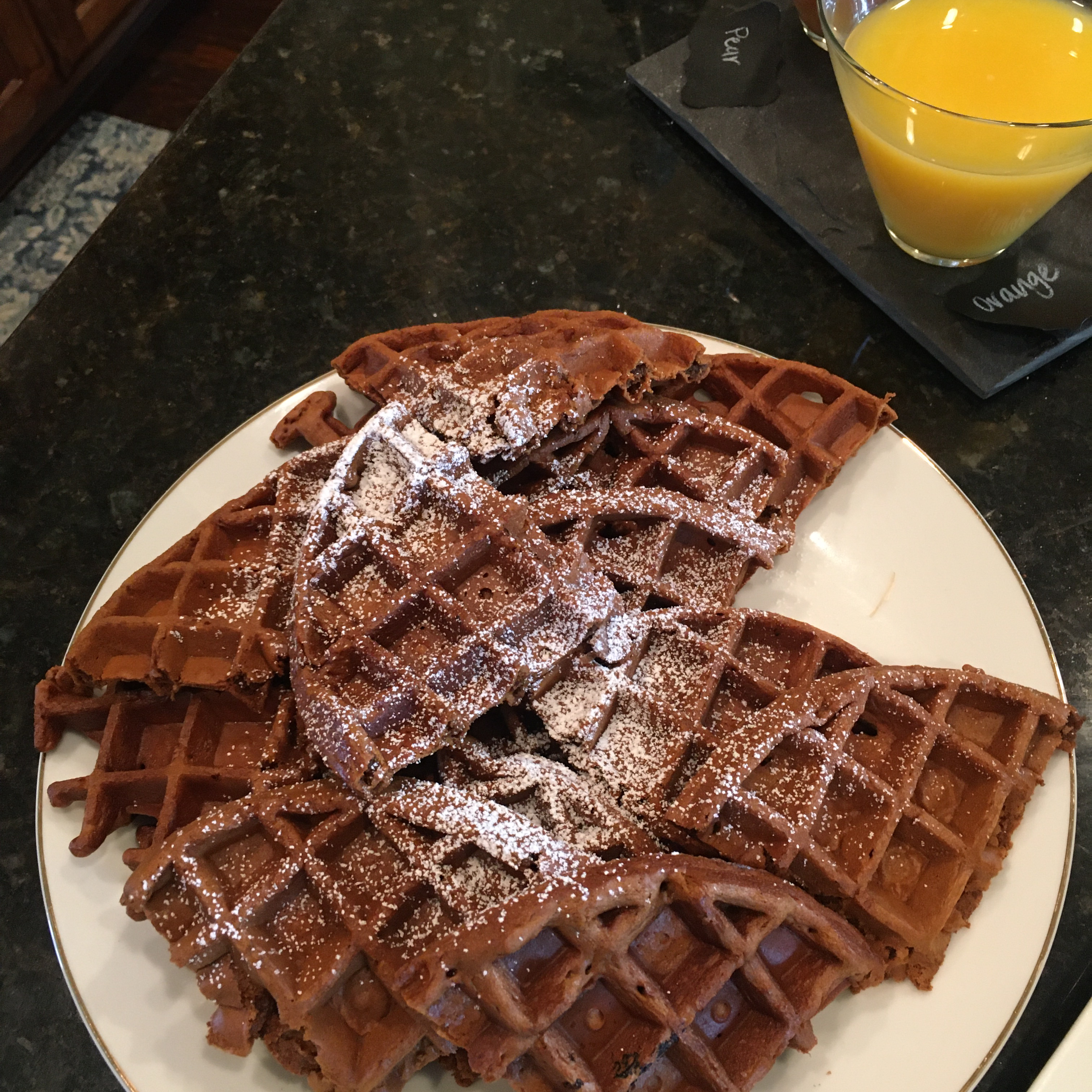 Gingerbread Waffles with Hot Chocolate Sauce Verrene Quinerly