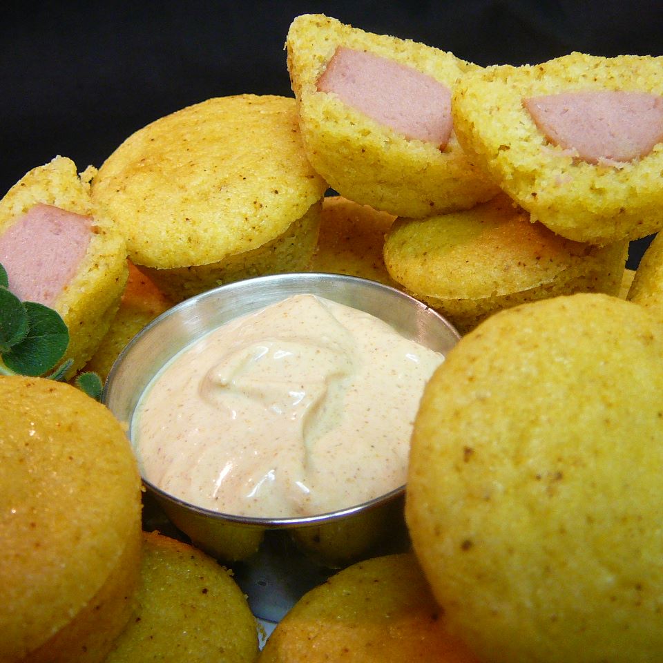 Mini Southwestern Corn Pup Muffins with Fiesta Dipping Sauce Molly
