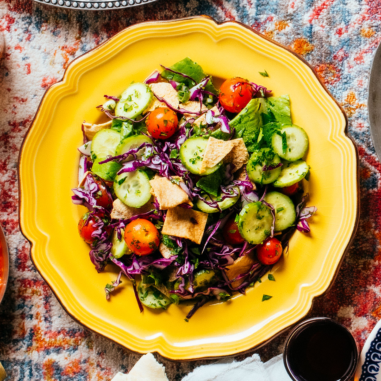 <p>Red cabbage gives this fattoush salad extra crunch. Recipe adapted from New Arrival Supper Club chef Maysaa Kanjo.</p>
                          