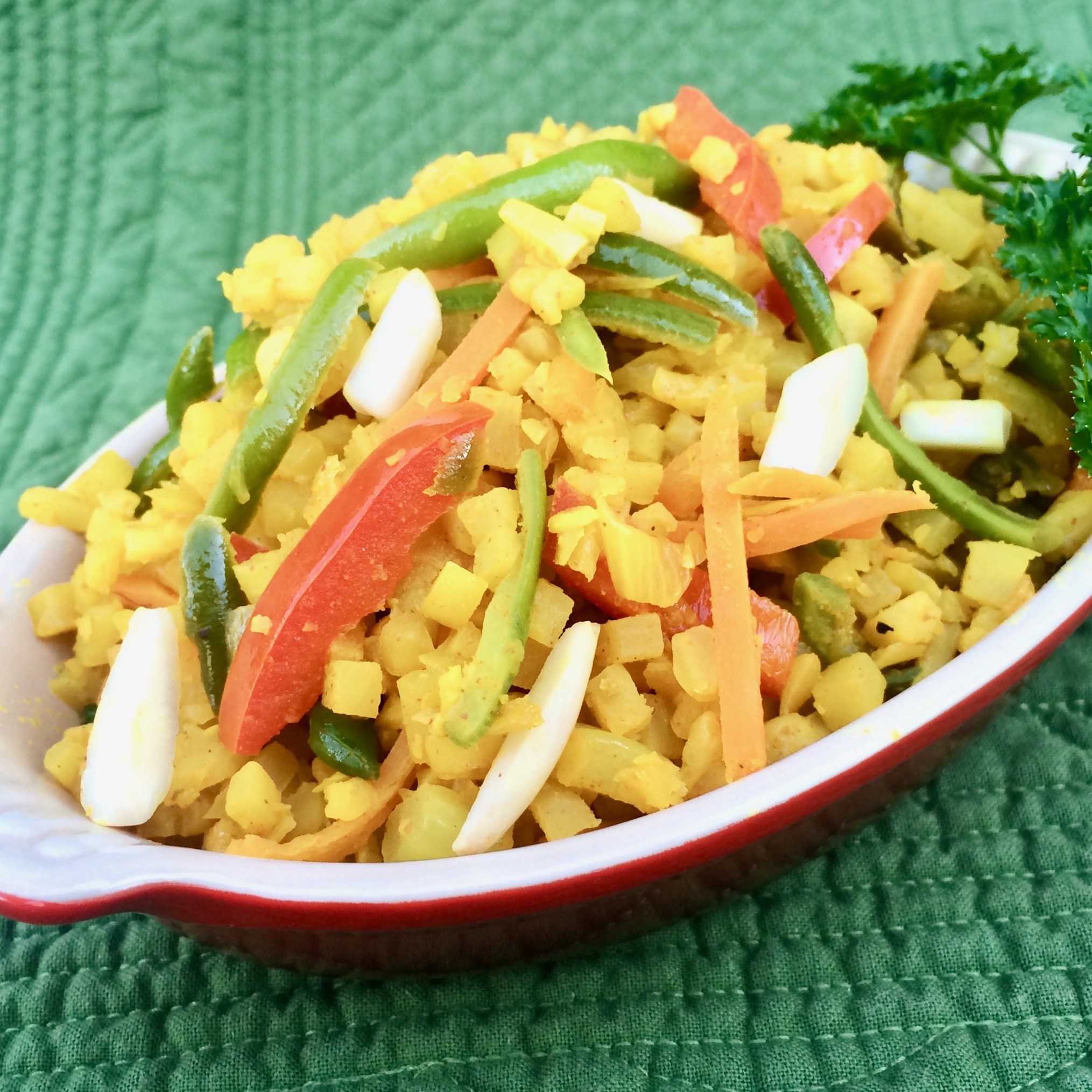 Golden Cauliflower Rice with Garden Vegetables Bibi
