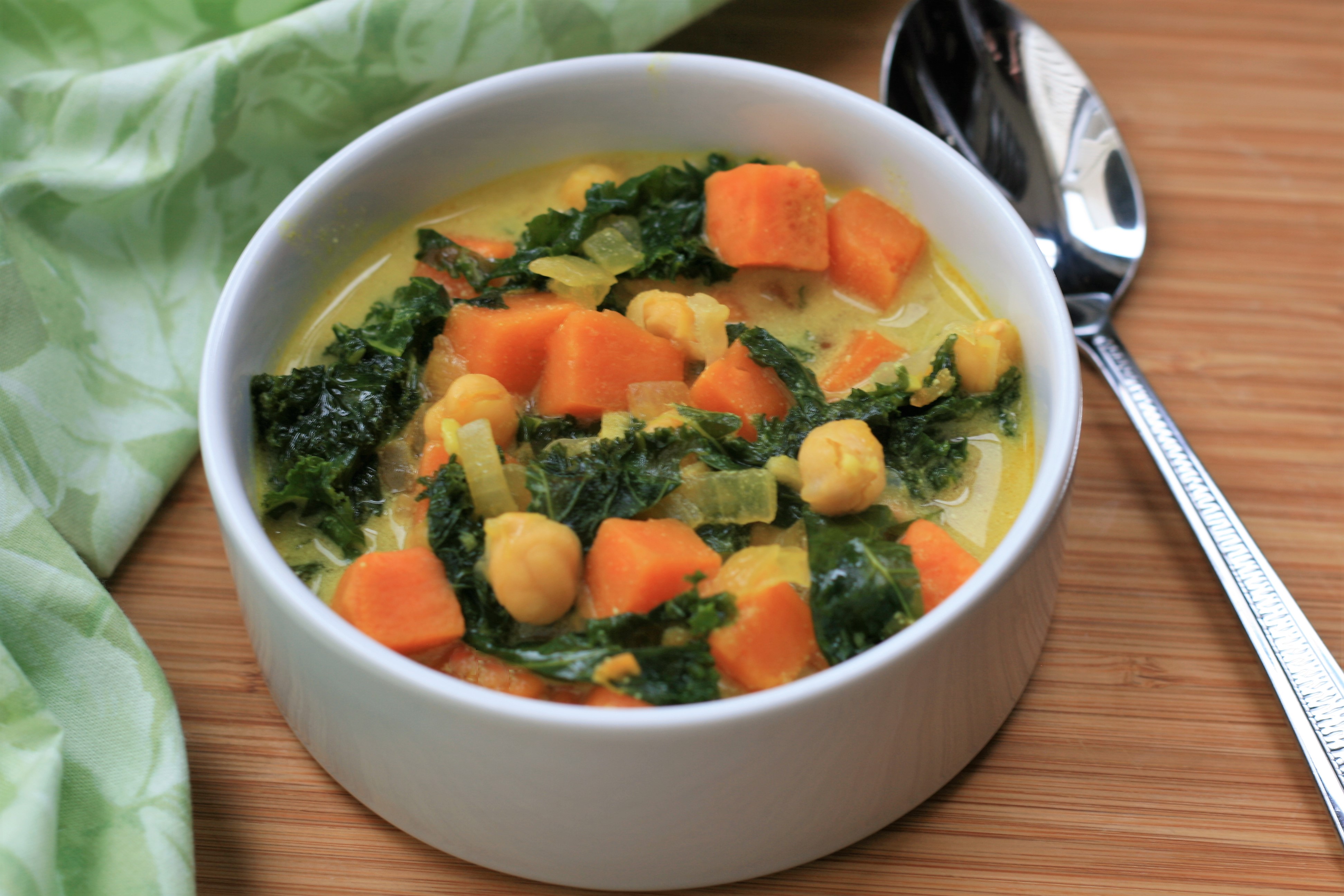 <p>This fabulous soup boasts a handful of anti-inflammatory ingredients, including kale, sweet potation, onion, turmeric, olive oil and chickpeas. The sweet potato and kale provide beta carotene, a form of vitamin A that has anti-inflammatory effects. The spice turmeric provides a beautiful yellow hue, but is also a powerful antioxidant and anti-inflammatory that's linked to reducing the risk of certain cancers. Add a pinch of pepper too &mdash; it boosts the absorption of turmeric by 2000 percent!</p>
                          