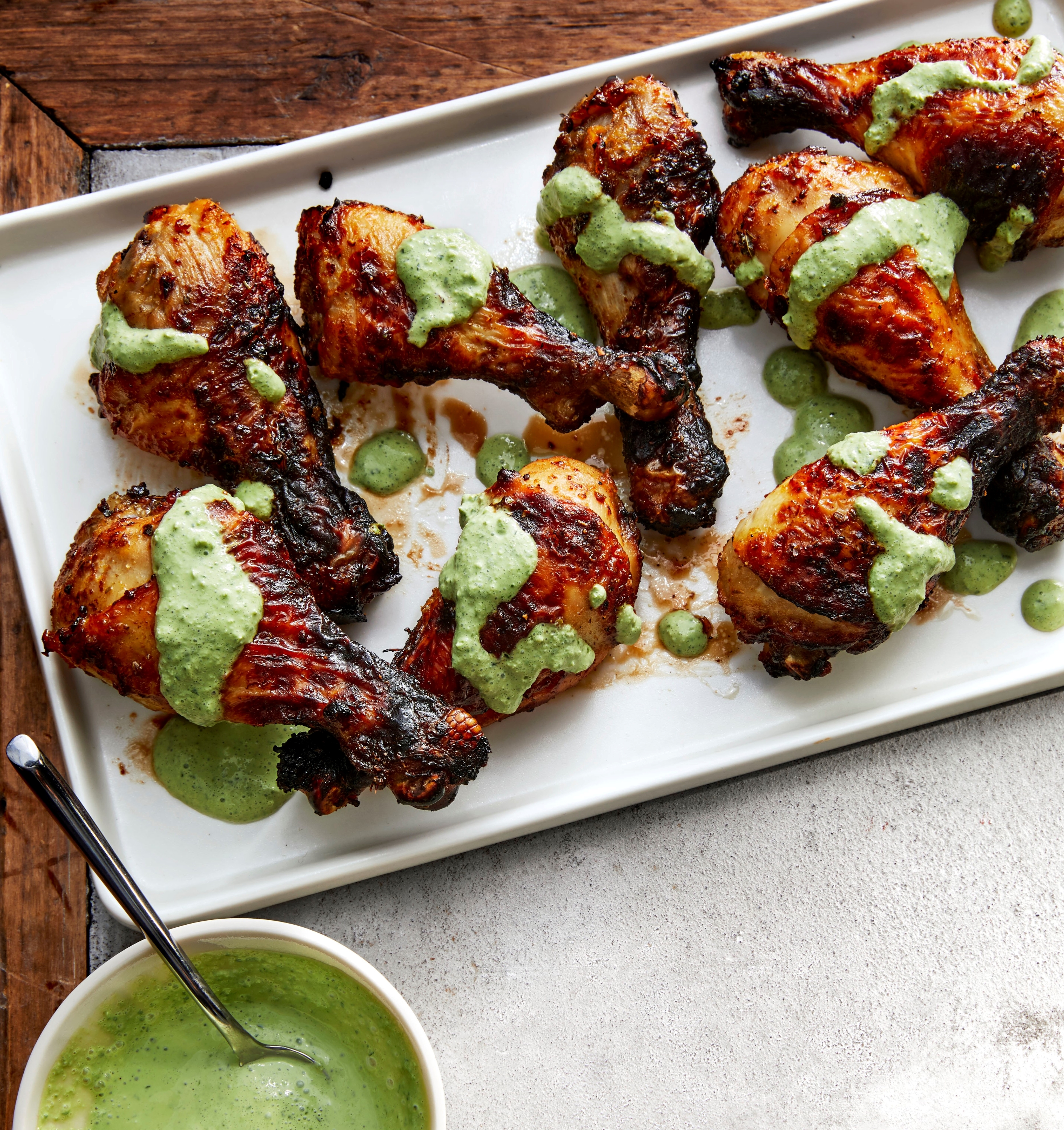 Air-Fried Peruvian Chicken Drumsticks with Green Crema Trusted Brands