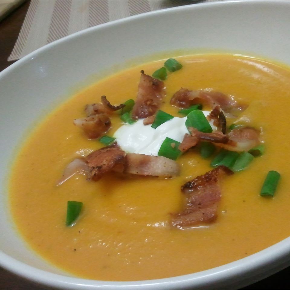Roasted Butternut Squash Soup  when Apples and Bacon