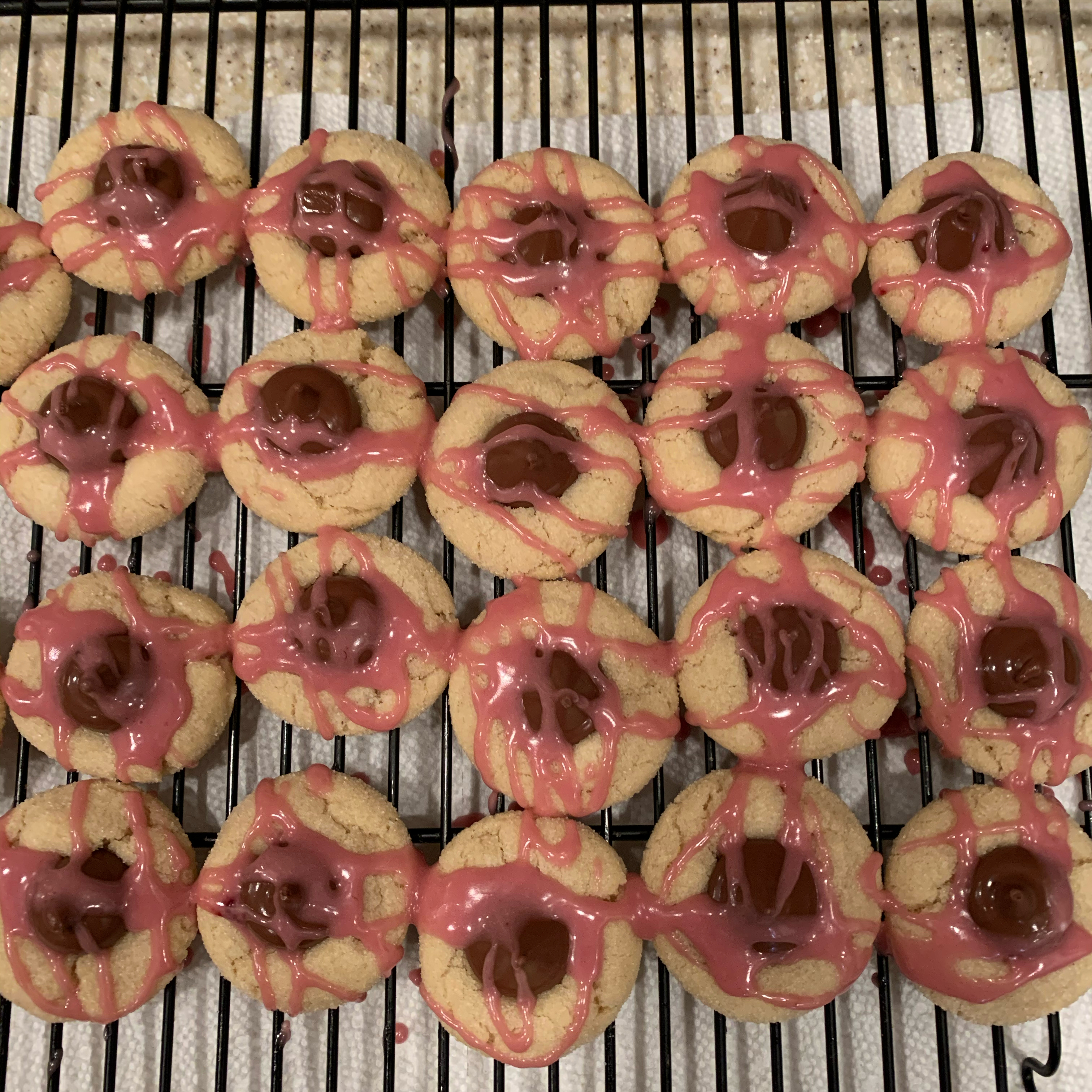 Raspberry Almond Kiss Cookies 