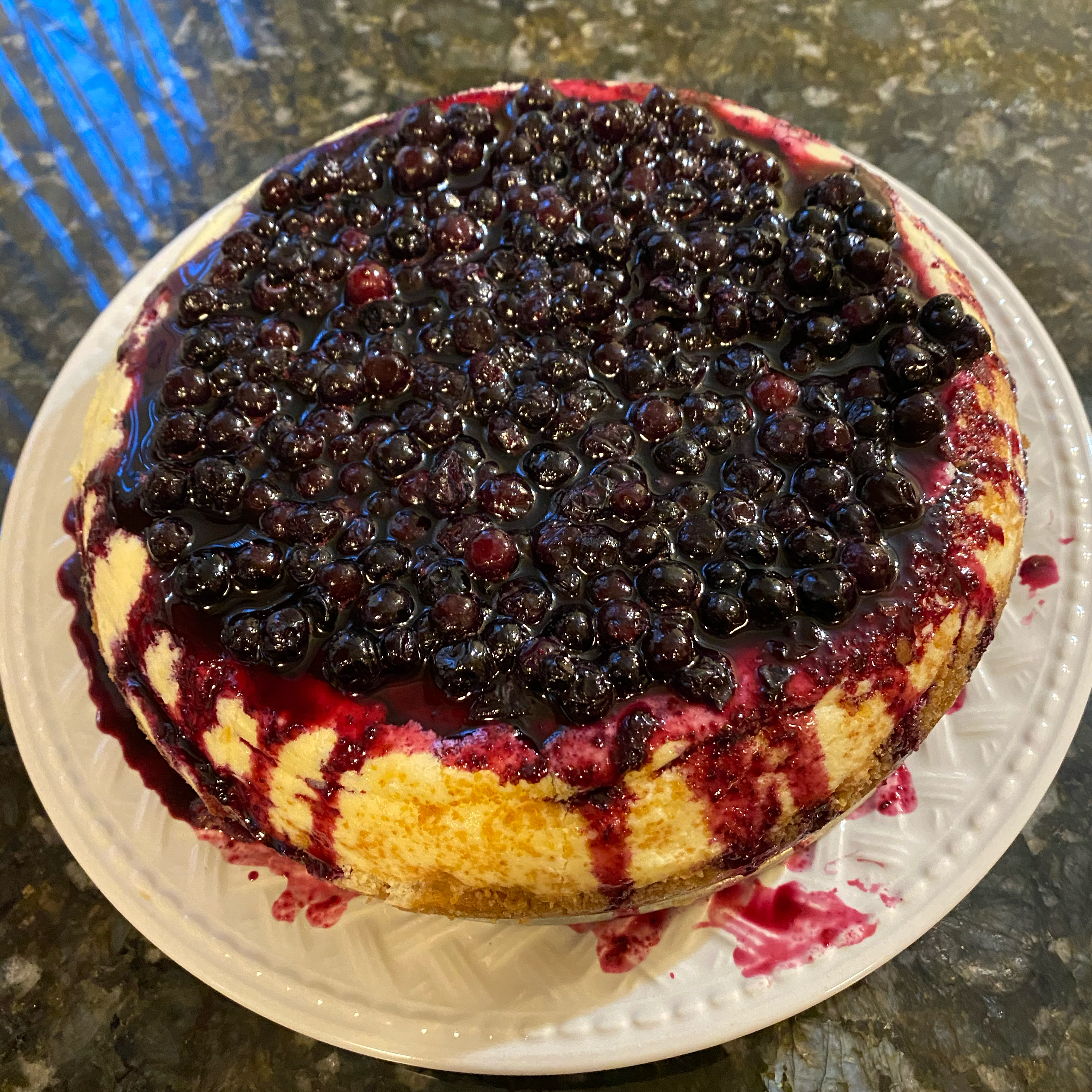 Lemon Souffle Cheesecake with Blueberry Topping Caro