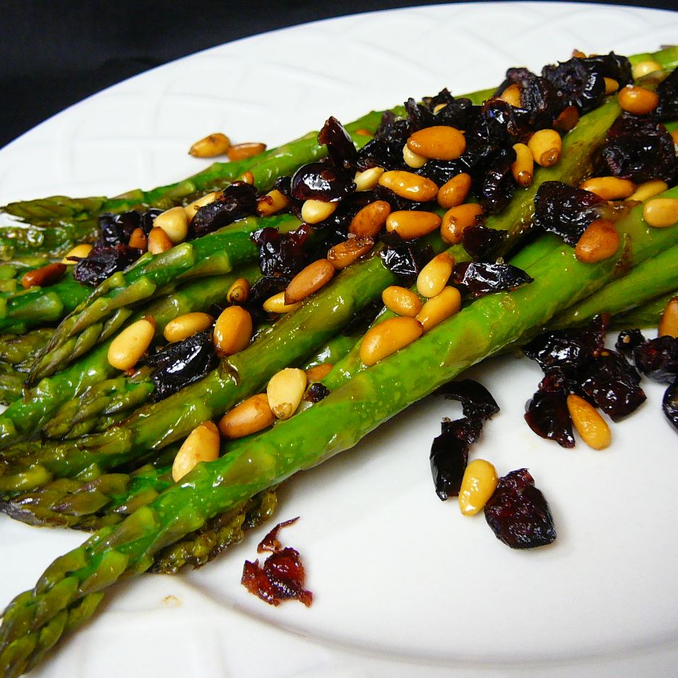 Asparagus with Cranberries and Pine Nuts