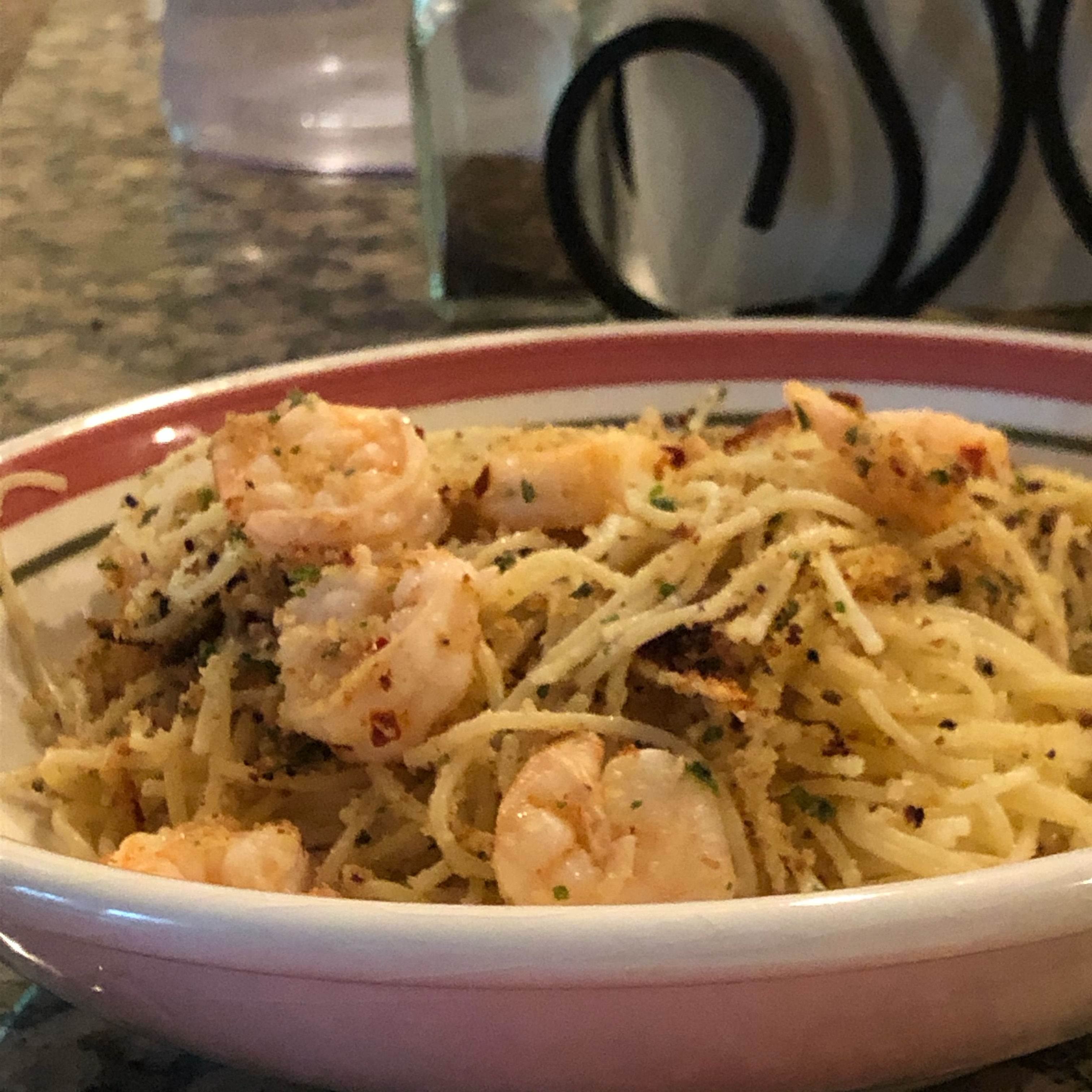 Parmesan-Crusted Shrimp Scampi with Pasta 