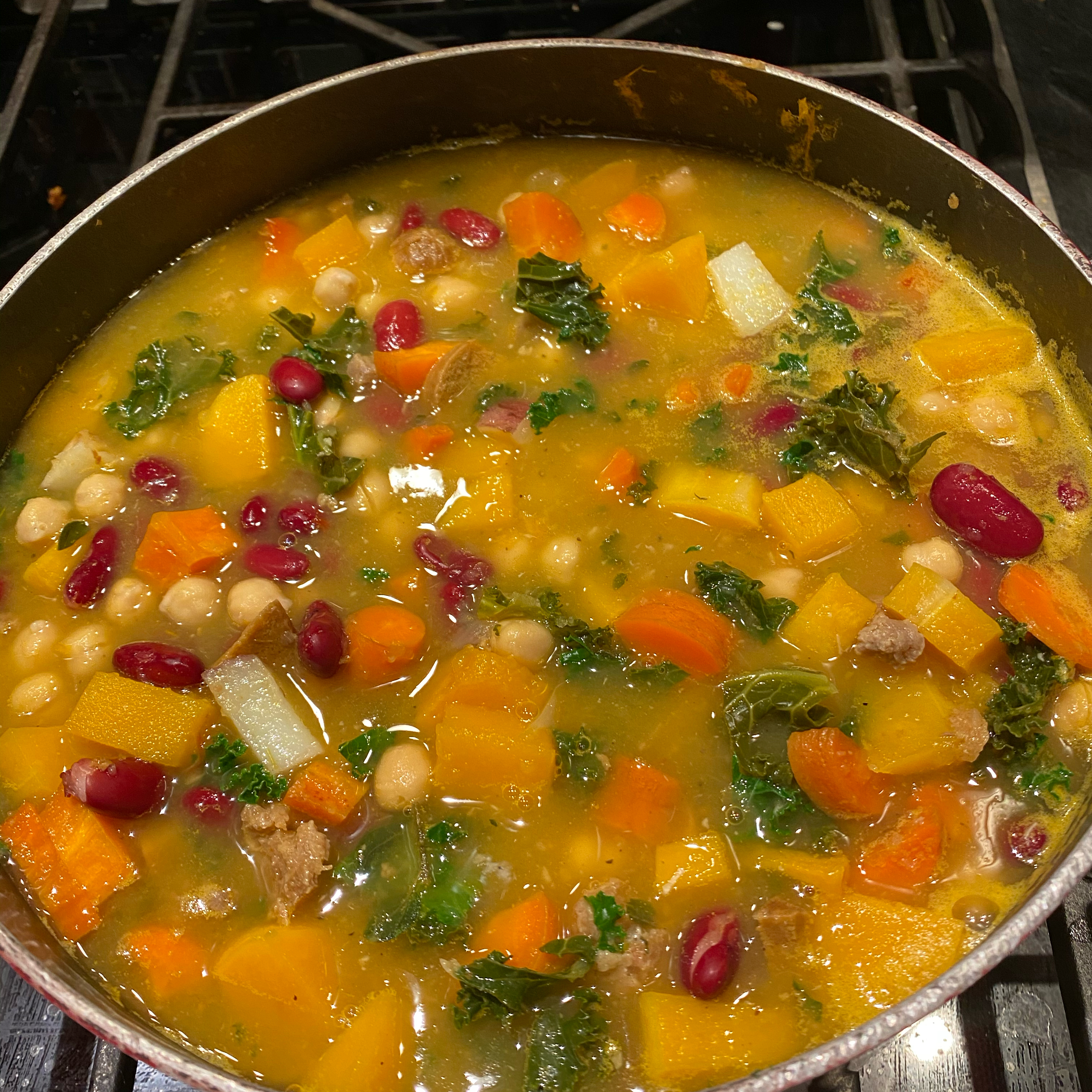 Roasted Vegetable and Kale Soup 