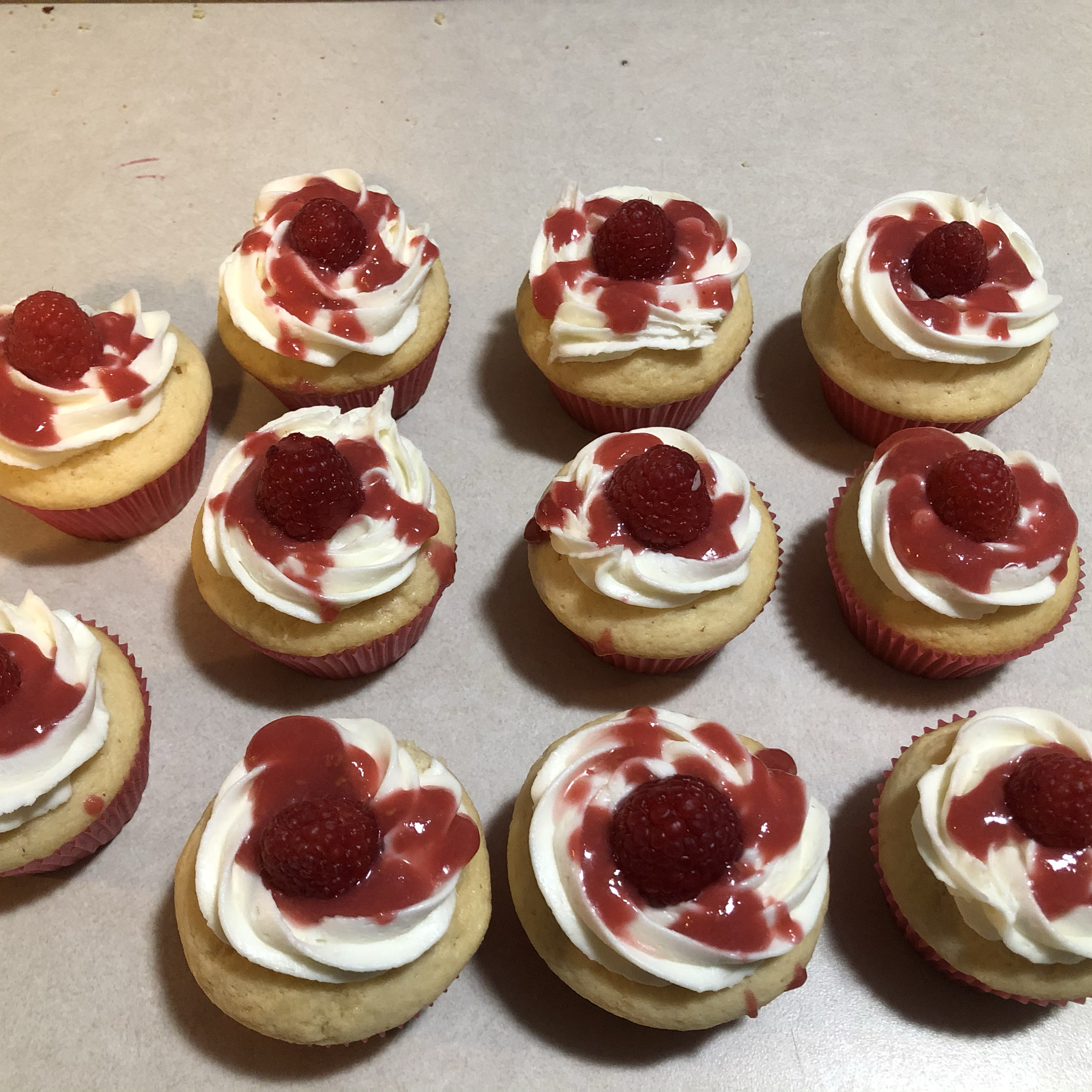 Raspberry White Chocolate Buttercream Cupcakes 