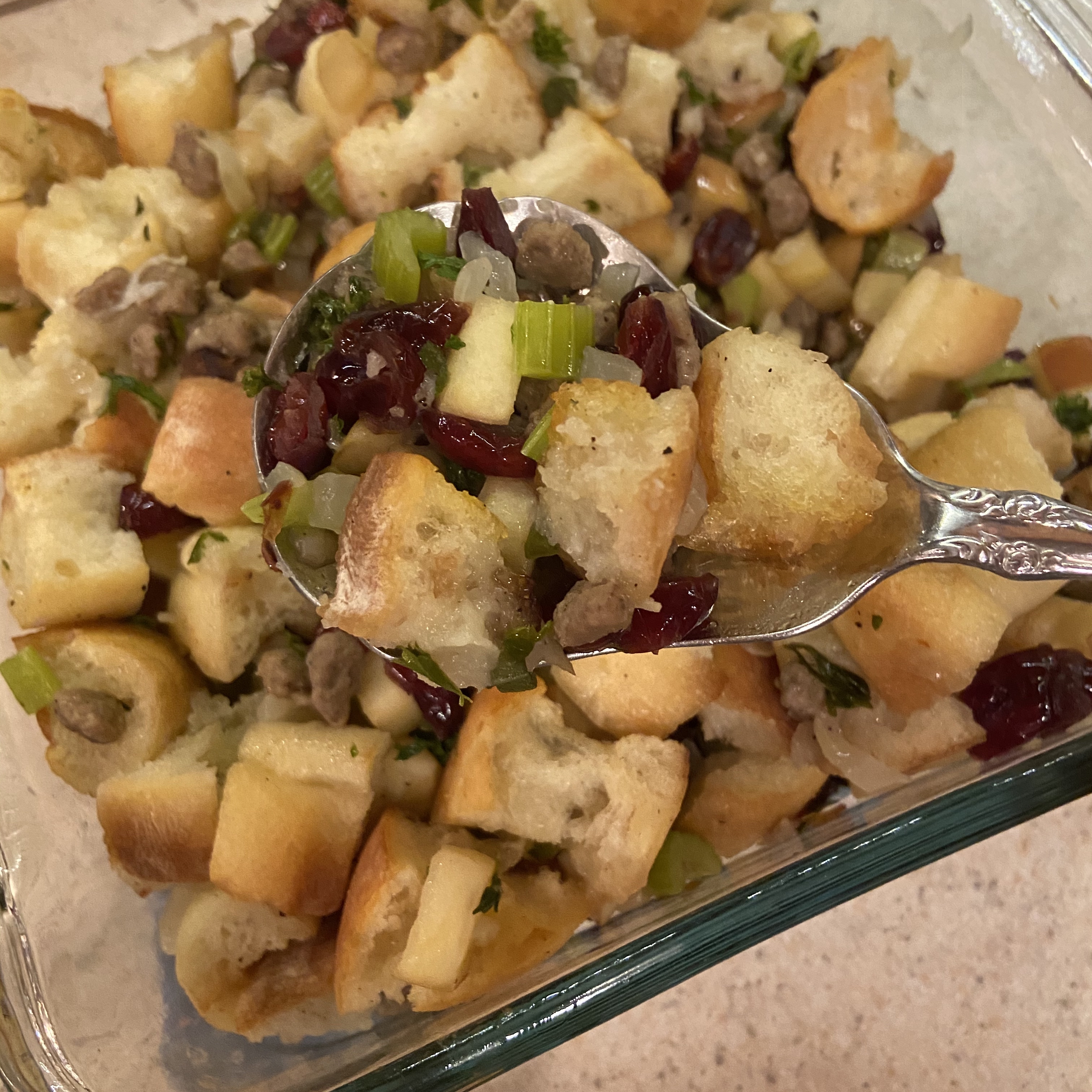 Awesome Sausage, Apple and Cranberry Stuffing Michelle
