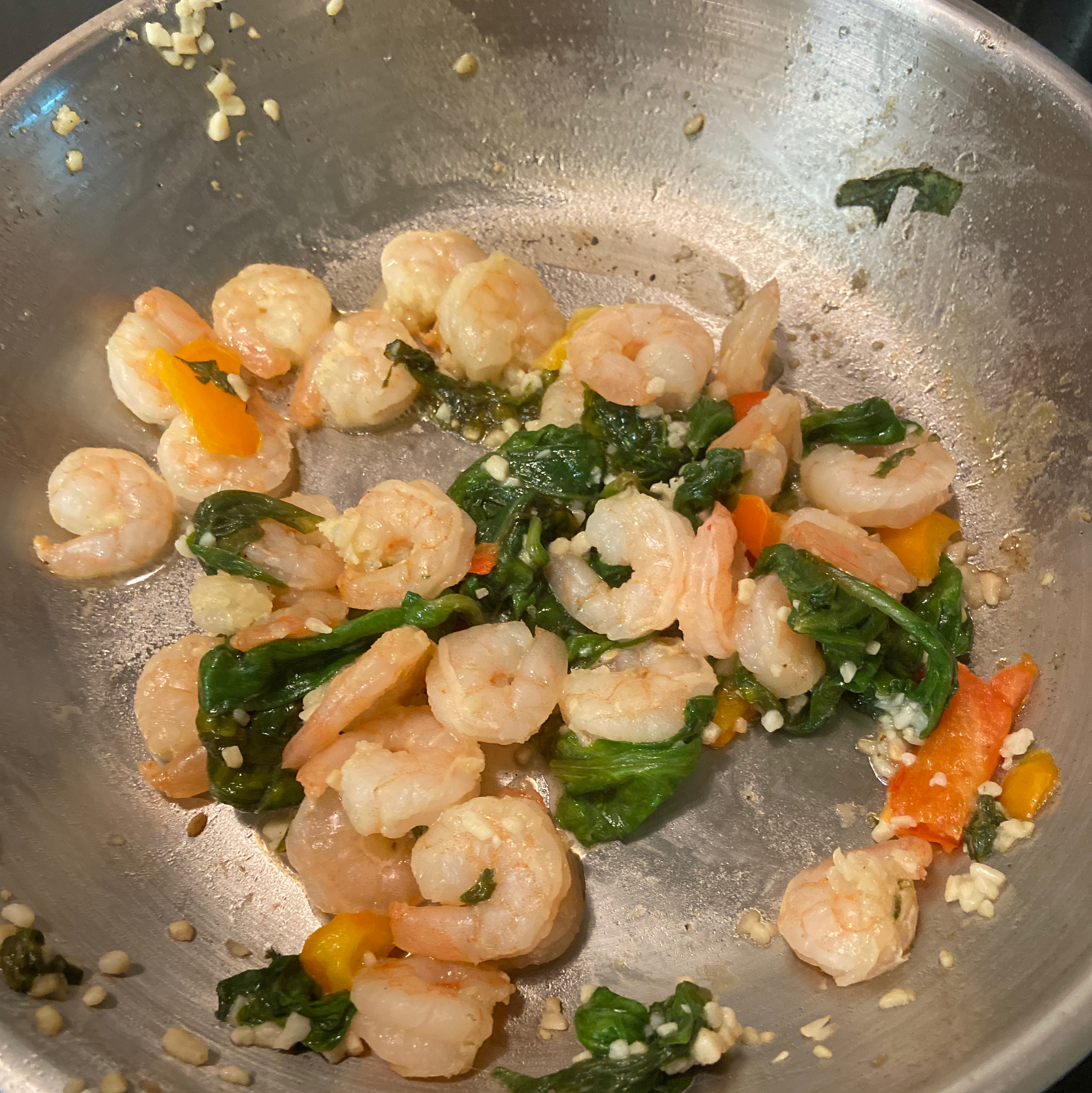 Sauteed Shrimp with Spinach 