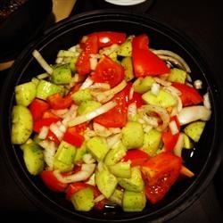 Crispy Cucumbers and Tomatoes in Dill Dressing 