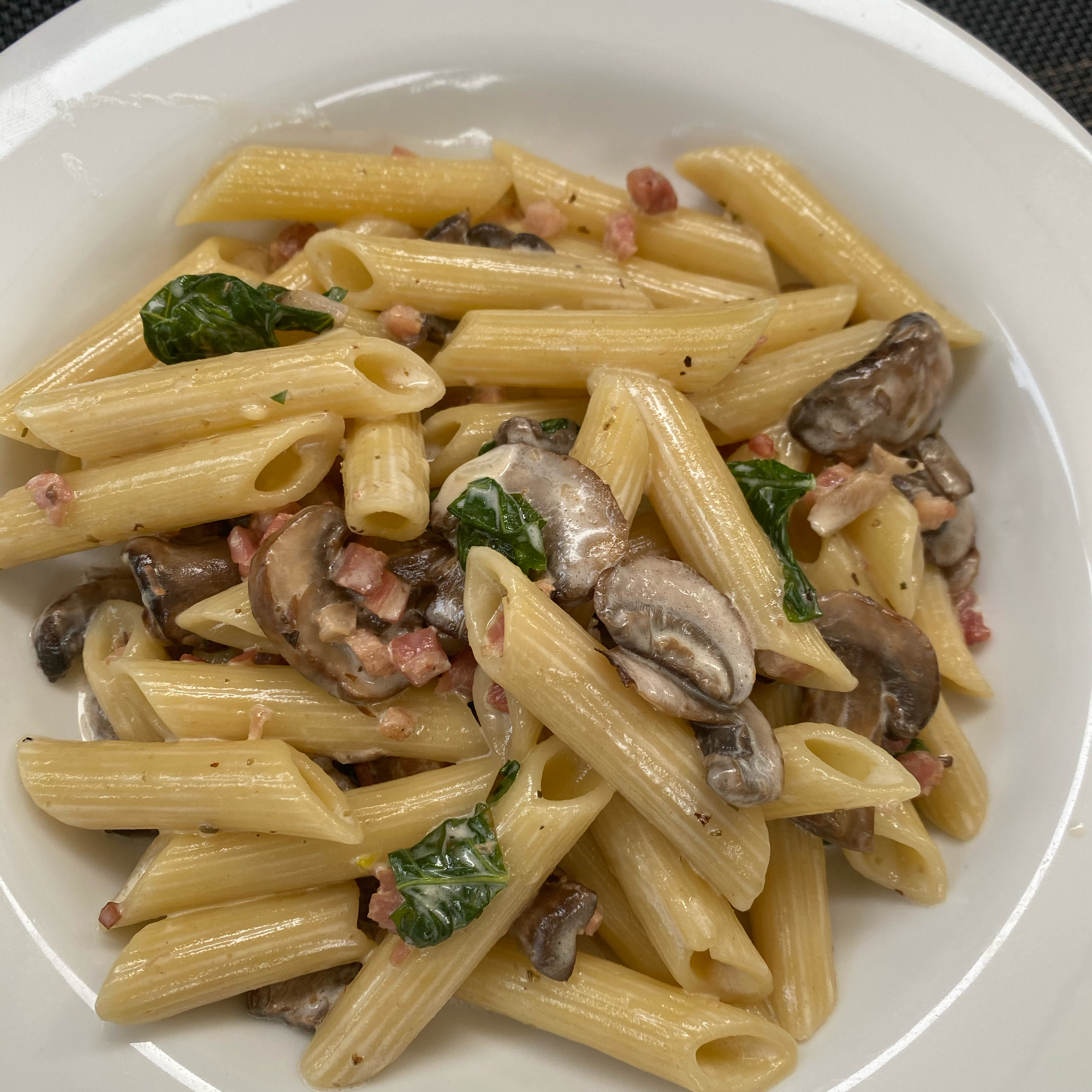 Penne with Pancetta and Mushrooms 