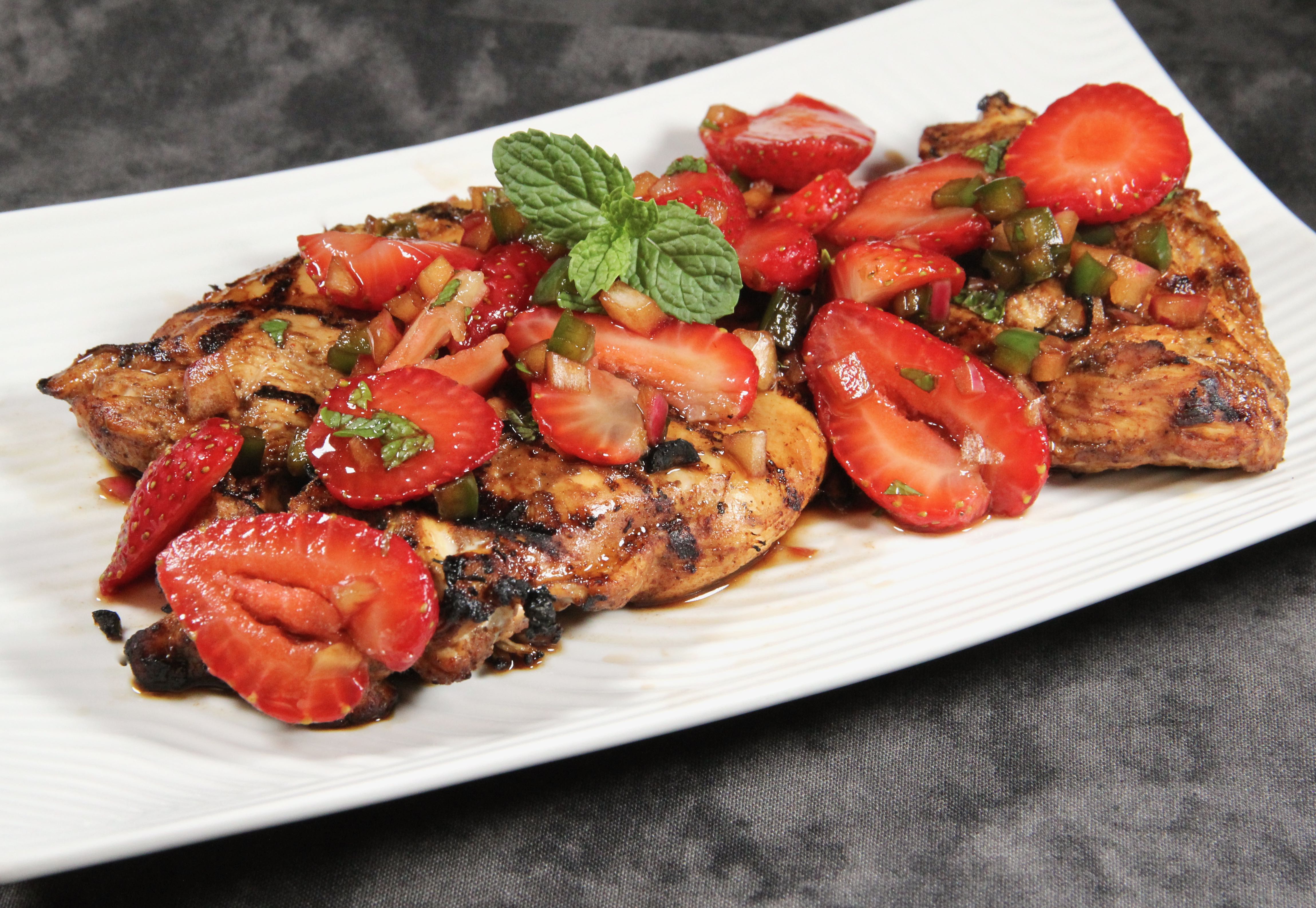 Grilled Chicken Breasts with Fresh Strawberry Salsa 
