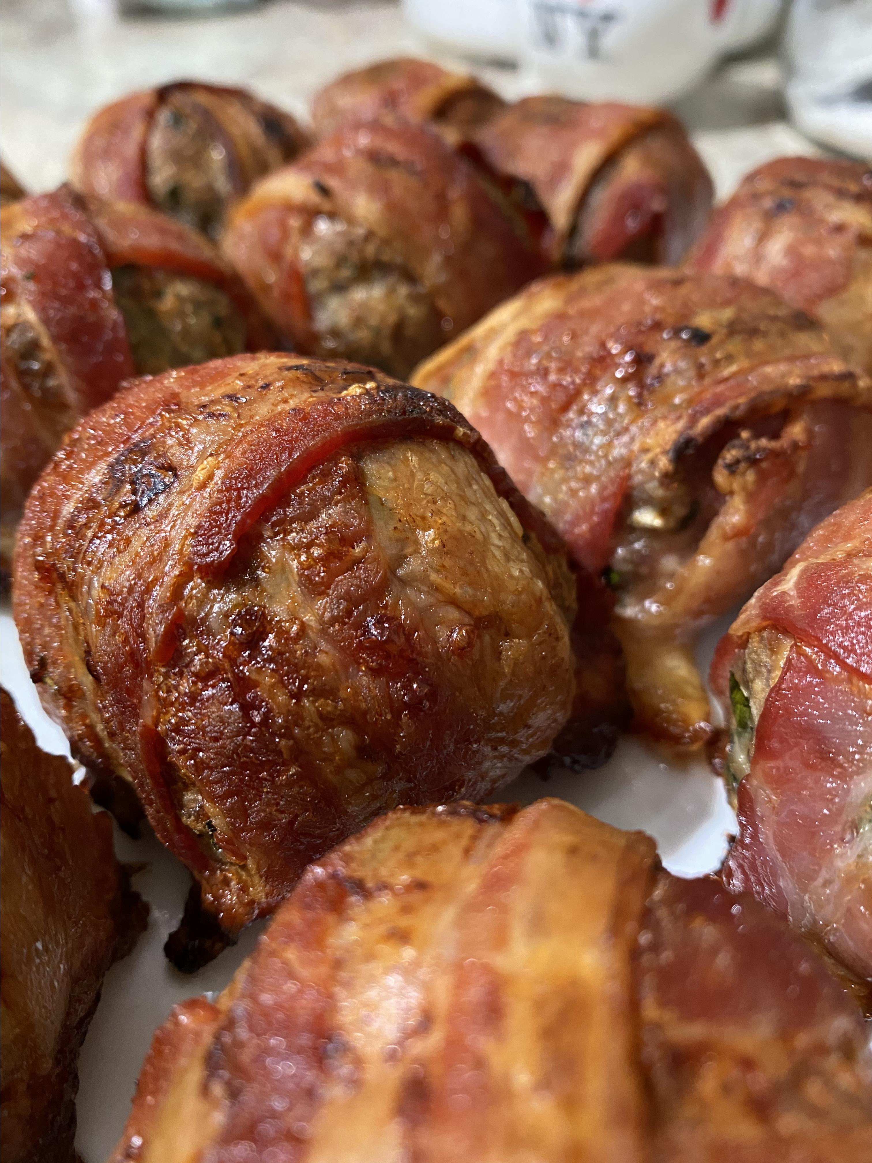 Giant Bacon-Wrapped Meatballs 