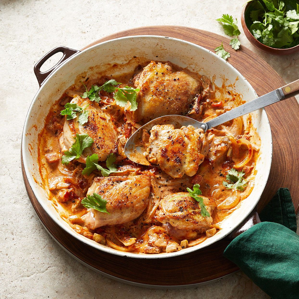 <p>Smoky chipotle is the star of this one-skillet chicken thigh recipe. Great for weeknight dinners, this can be on the table in under 30 minutes. Serve with tortillas or over rice or low-carb cauliflower rice with a simple cabbage slaw.</p>
                          