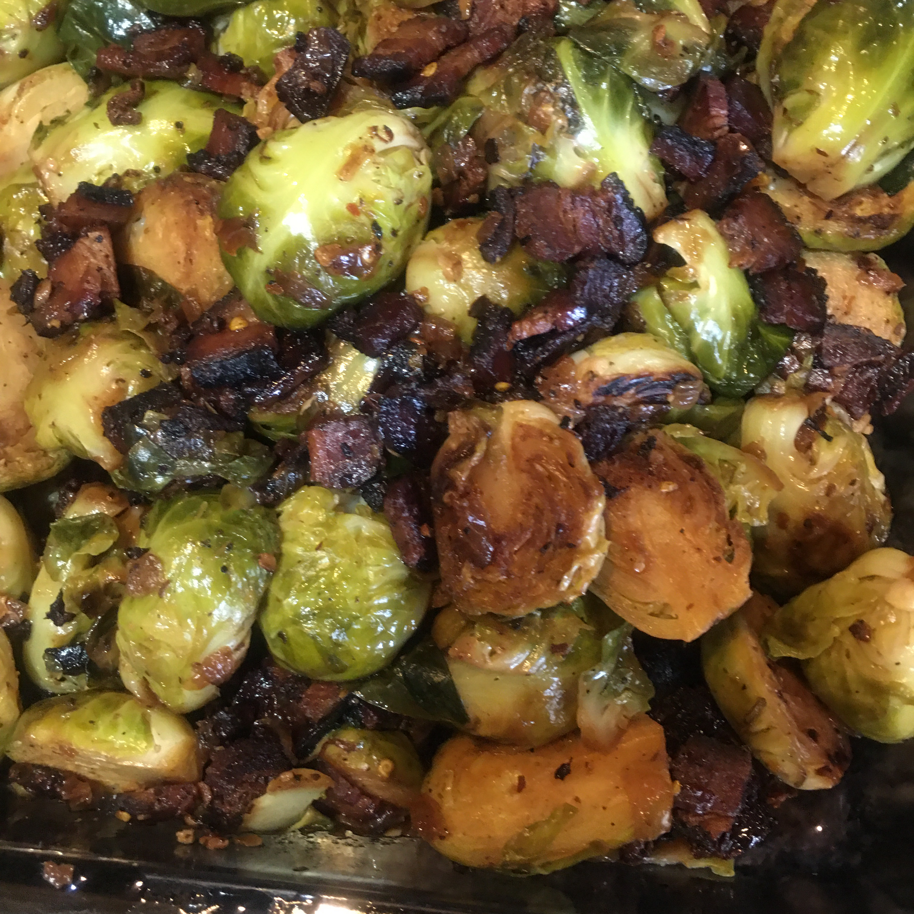 Braised Brussels Sprouts with Bacon 