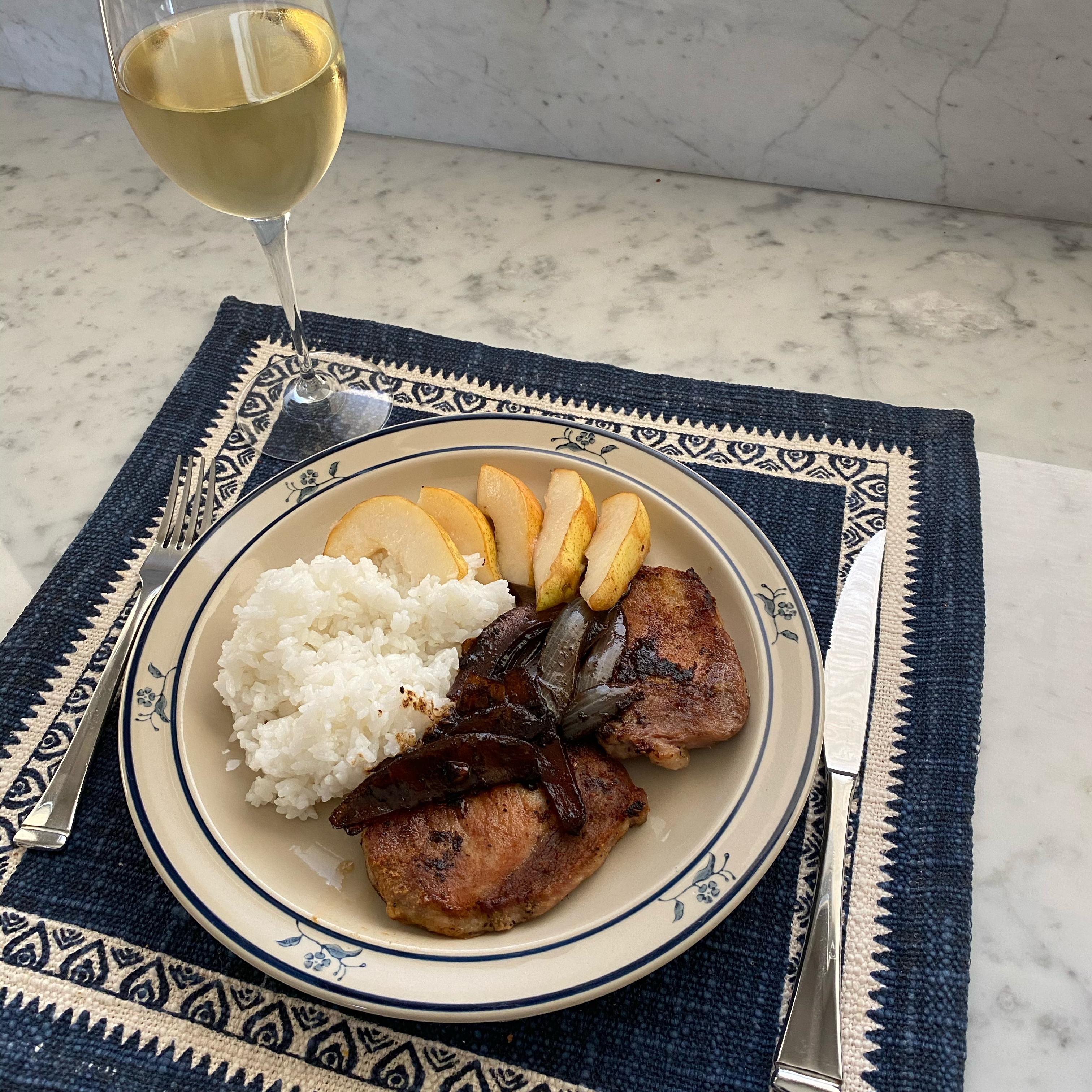Grilled Pork Chops with Balsamic Caramelized Pears Laura Landeros Cook
