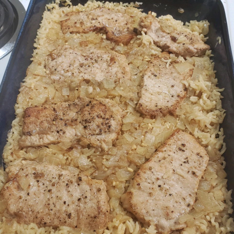 Baked Pork Chops and Rice 