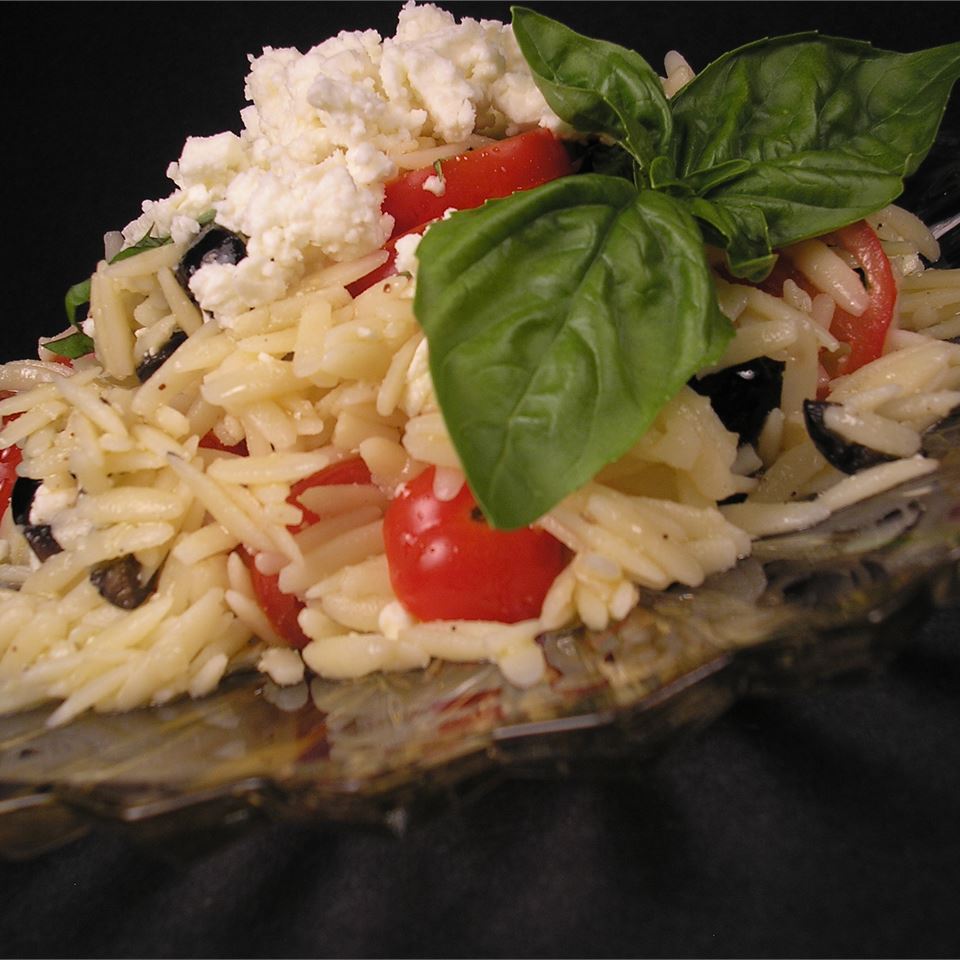 Orzo and Tomato Salad with Feta Cheese 