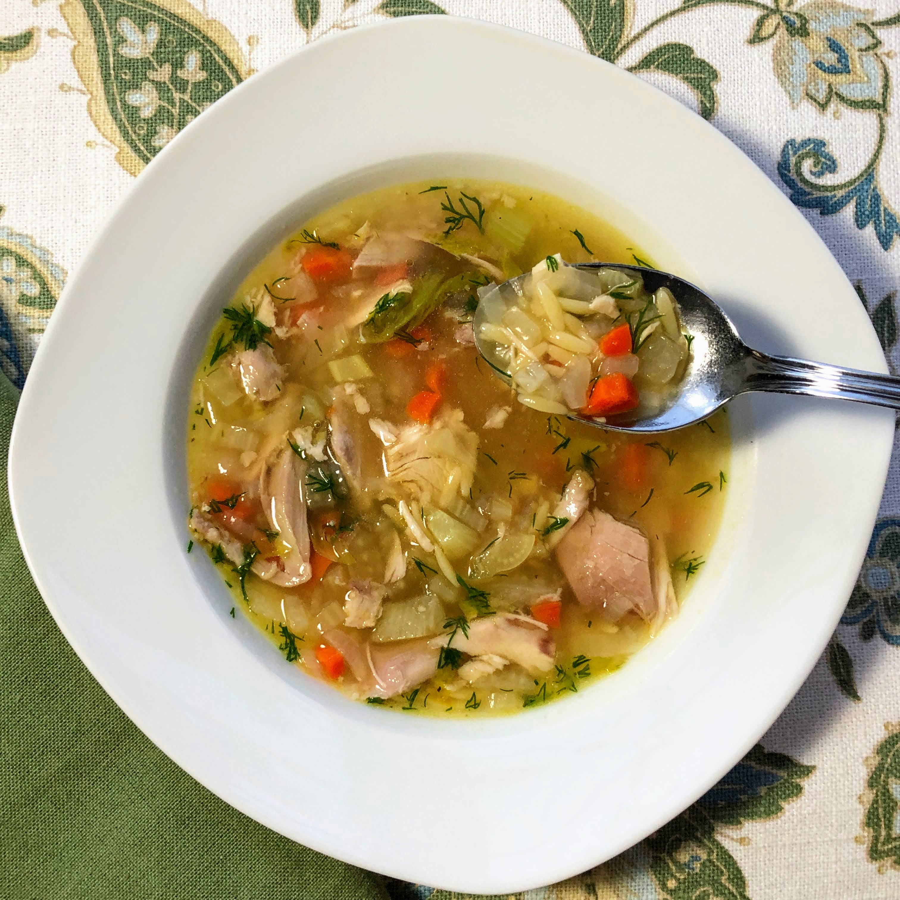 Chicken and Orzo Soup  in the manner of Fennel