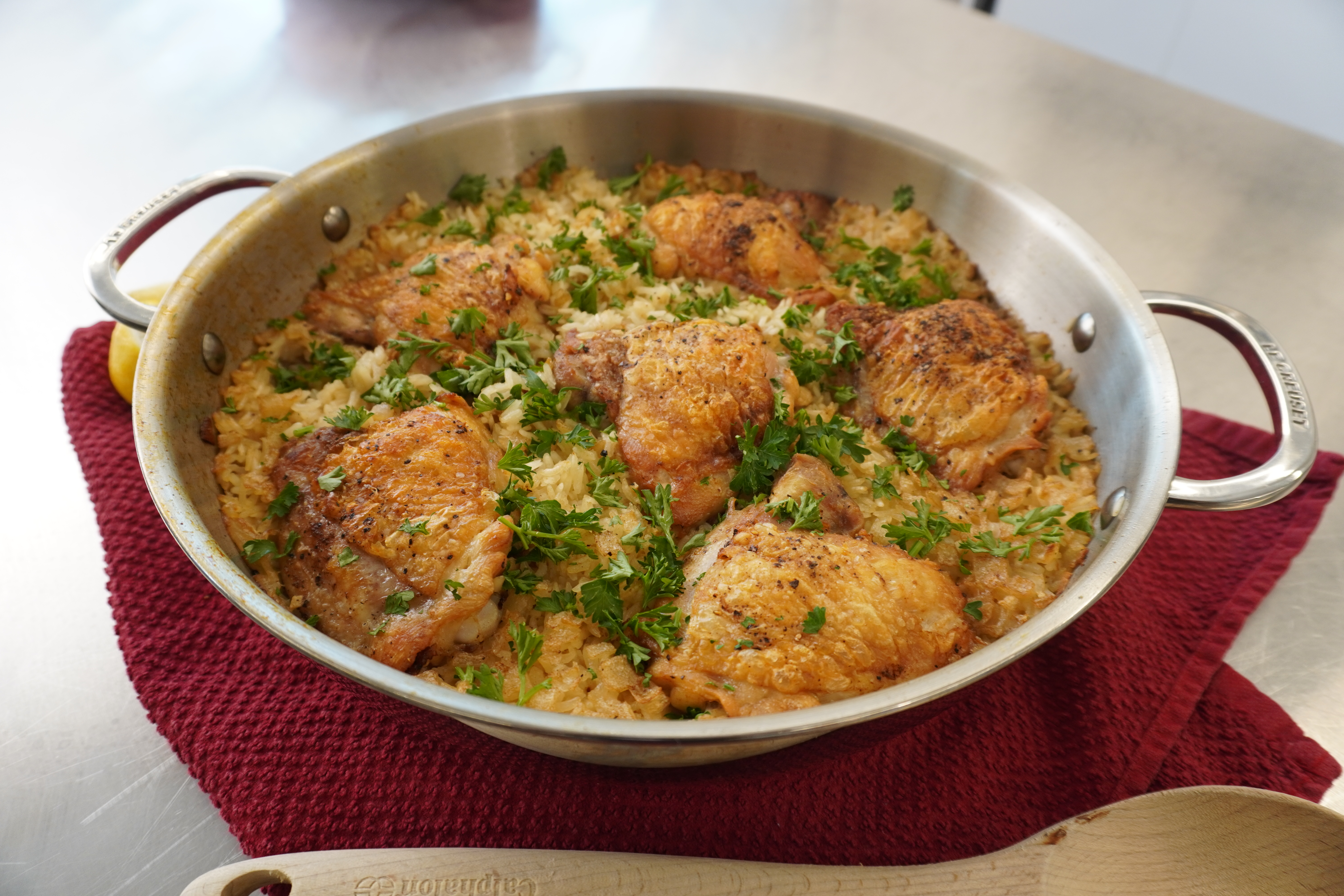 One-Pot Crispy Chicken and Rice 