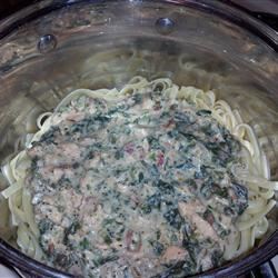 Salmon and Spinach Fettuccine 
