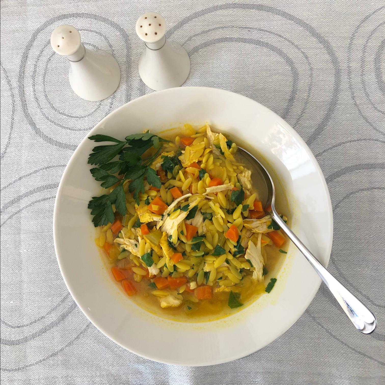 Chicken Soup with Orzo and Turmeric 