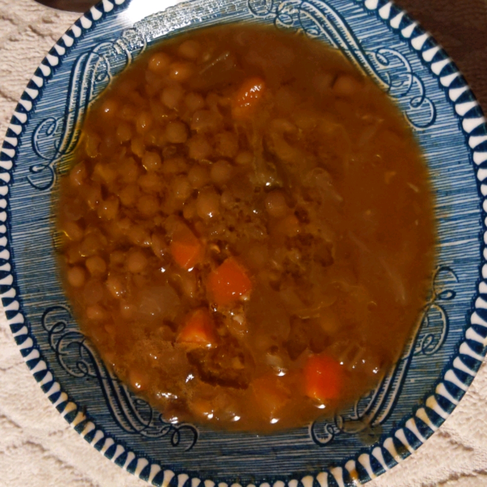 Lentil Soup with Garlicky Vinaigrette 
