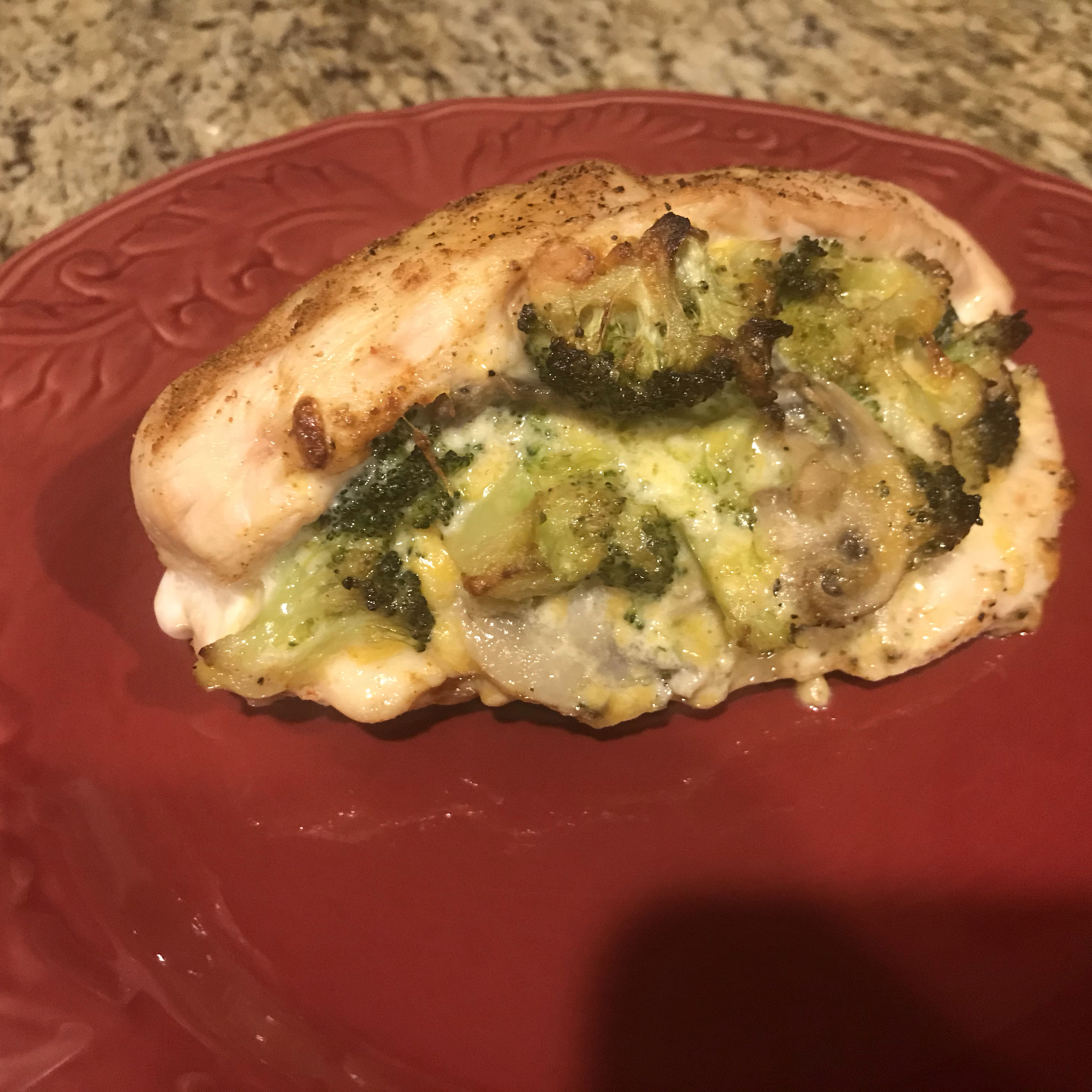 Mushroom, Broccoli, and Cheese Stuffed Chicken 