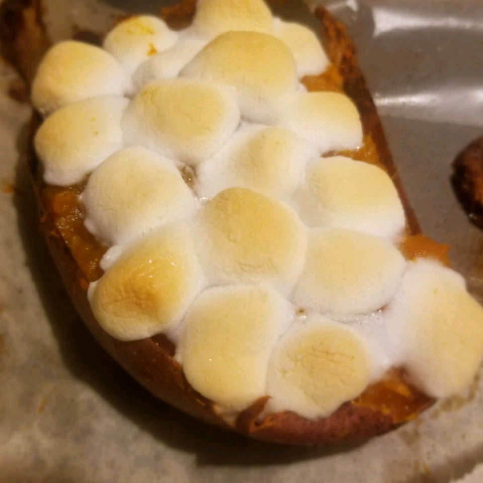 Twice-Baked Sweet Potatoes with Browned Butter and Toasted Marshmallows keston enloe